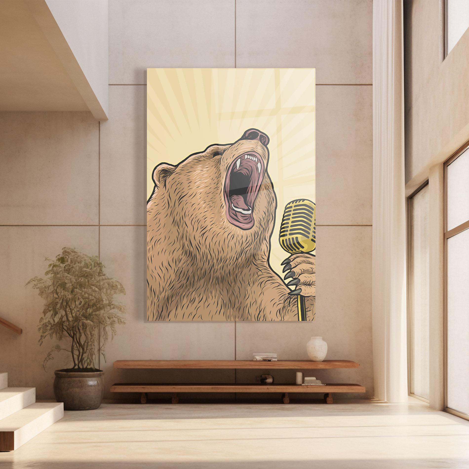 Tablou Sticla Bear Singing mockup 8