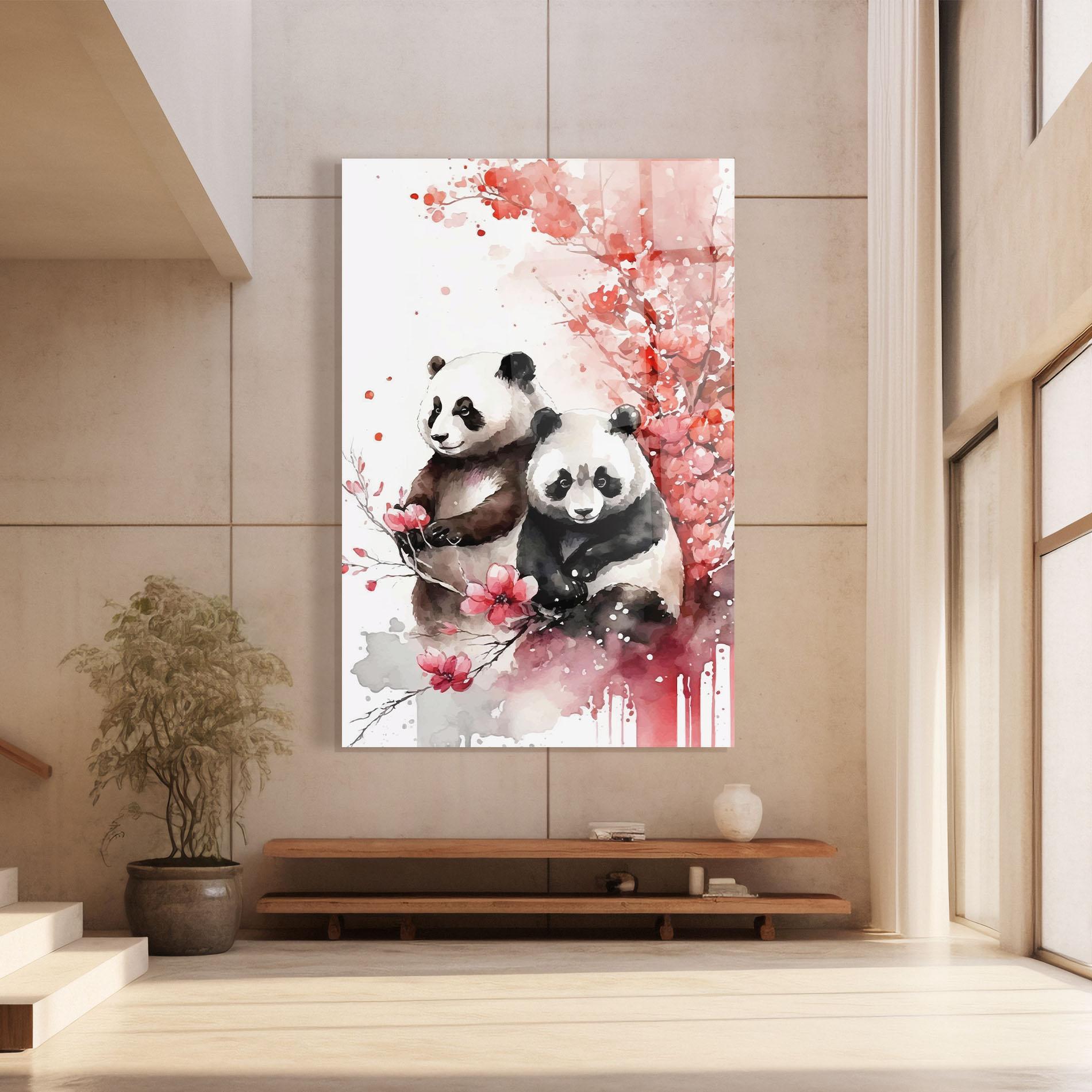 Tablou Sticla Blossom Panda mockup 8