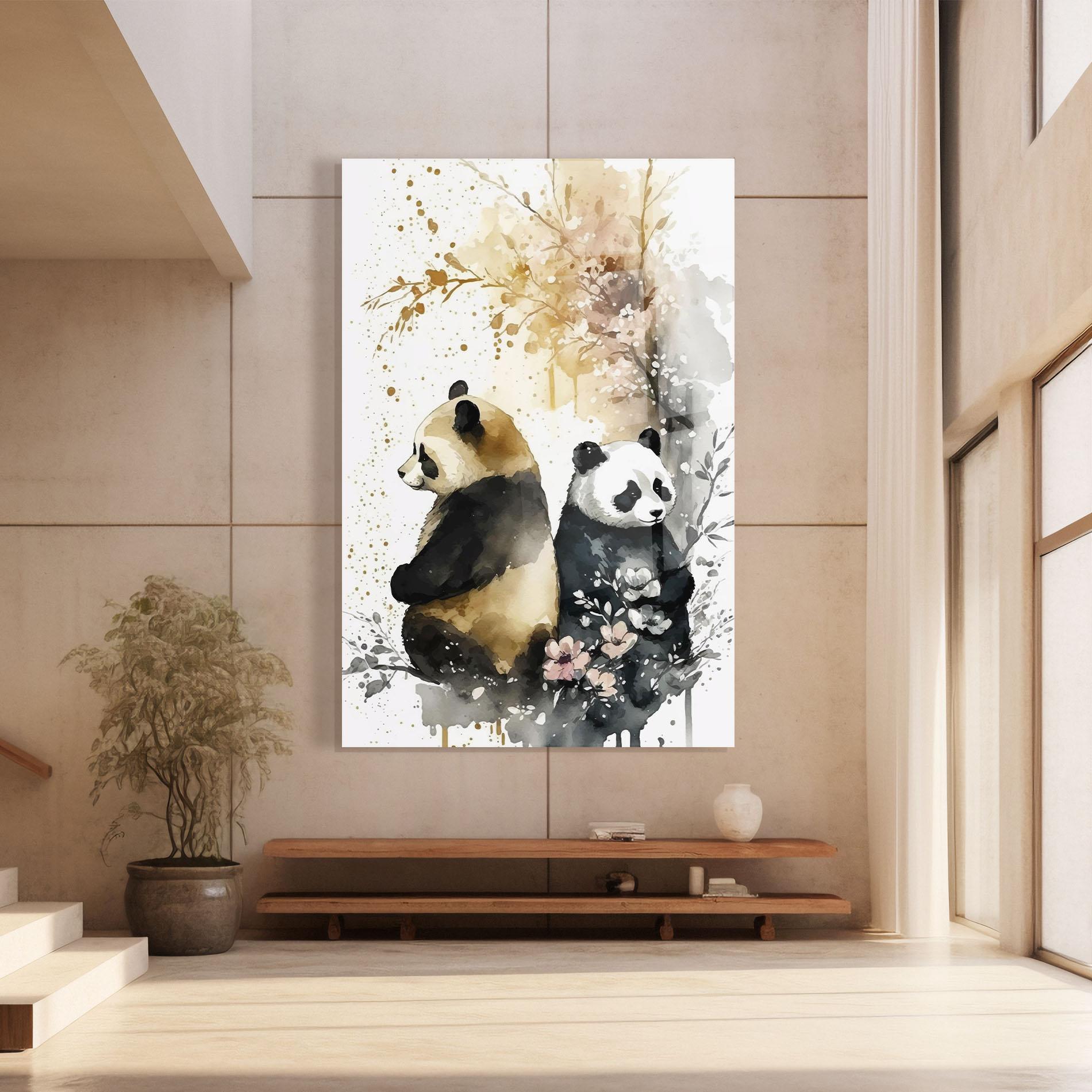 Tablou Sticla Gold Panda Art mockup 8