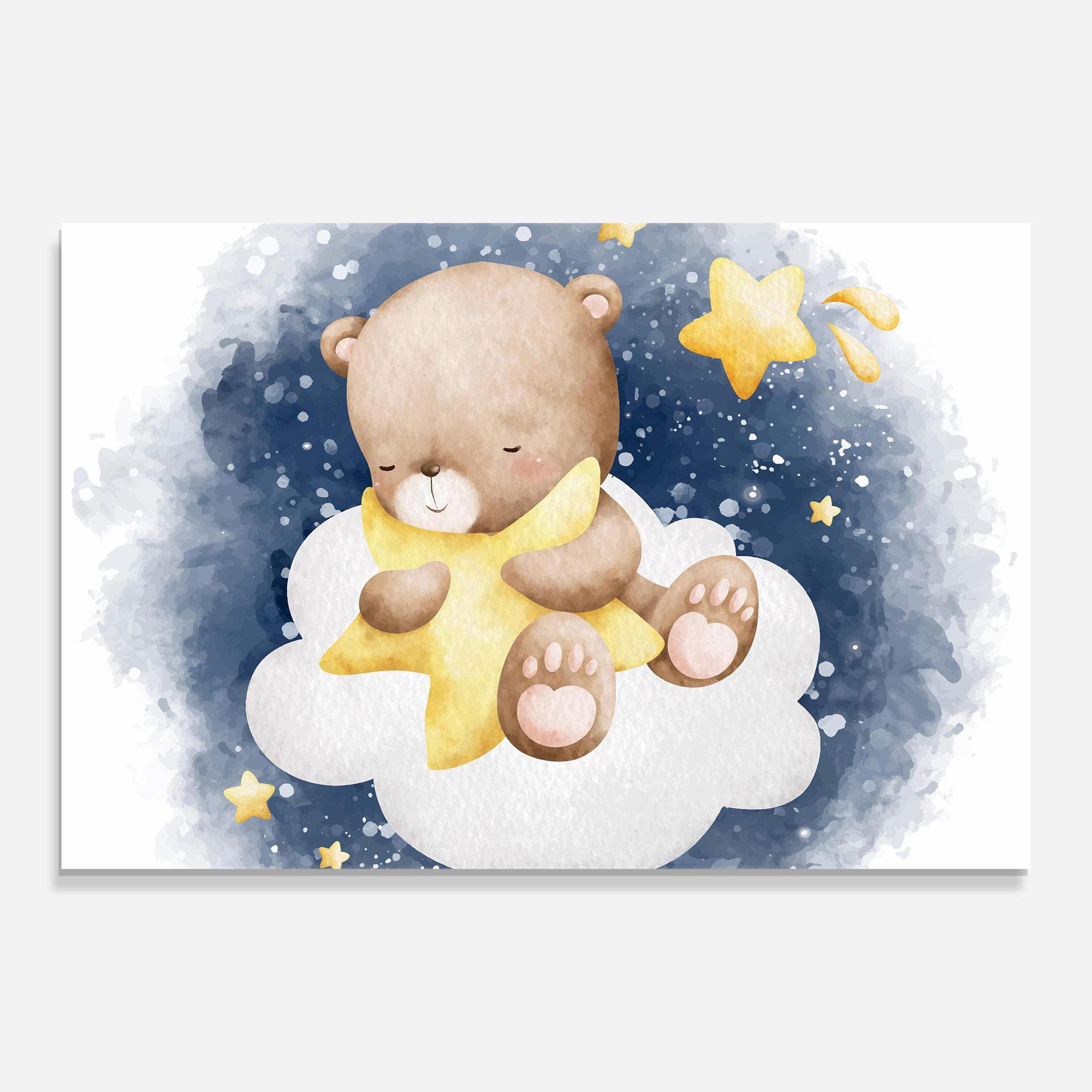 Tablou Sticla Bear Cloud Star mockup 0