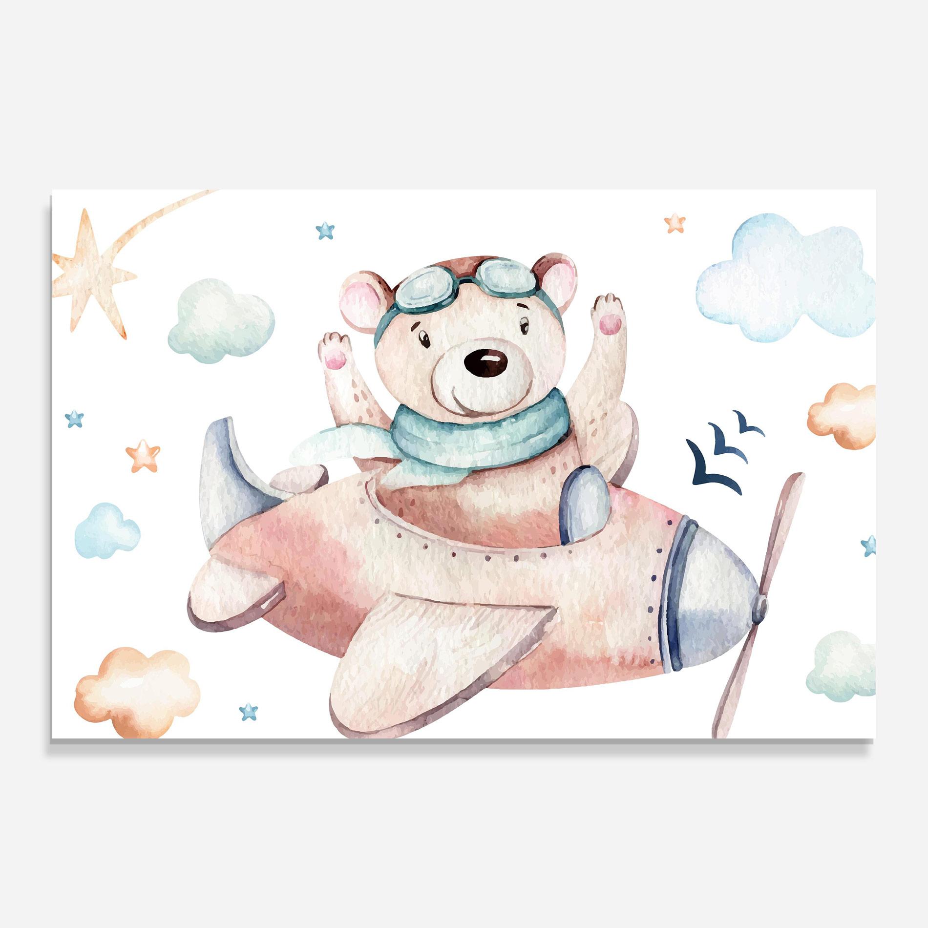 Tablou Sticla Bear Flying mockup 0