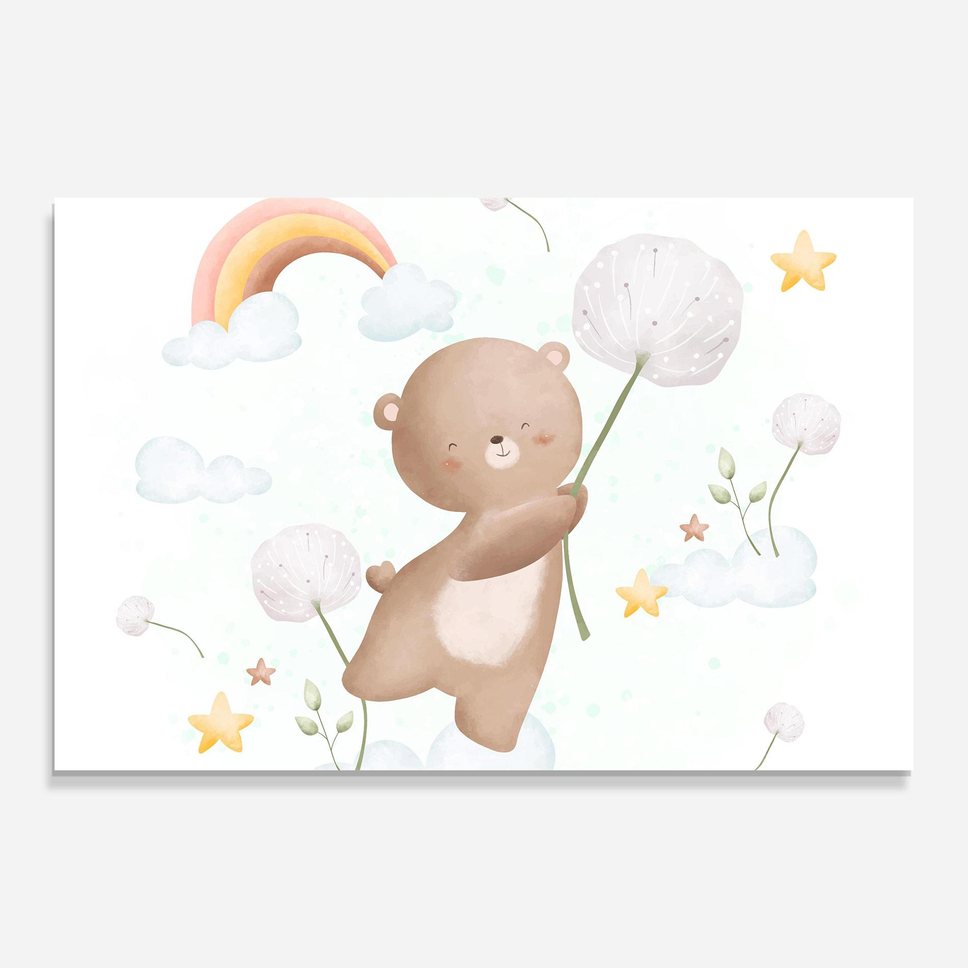 Tablou Sticla Bear Rainbow Art mockup 0