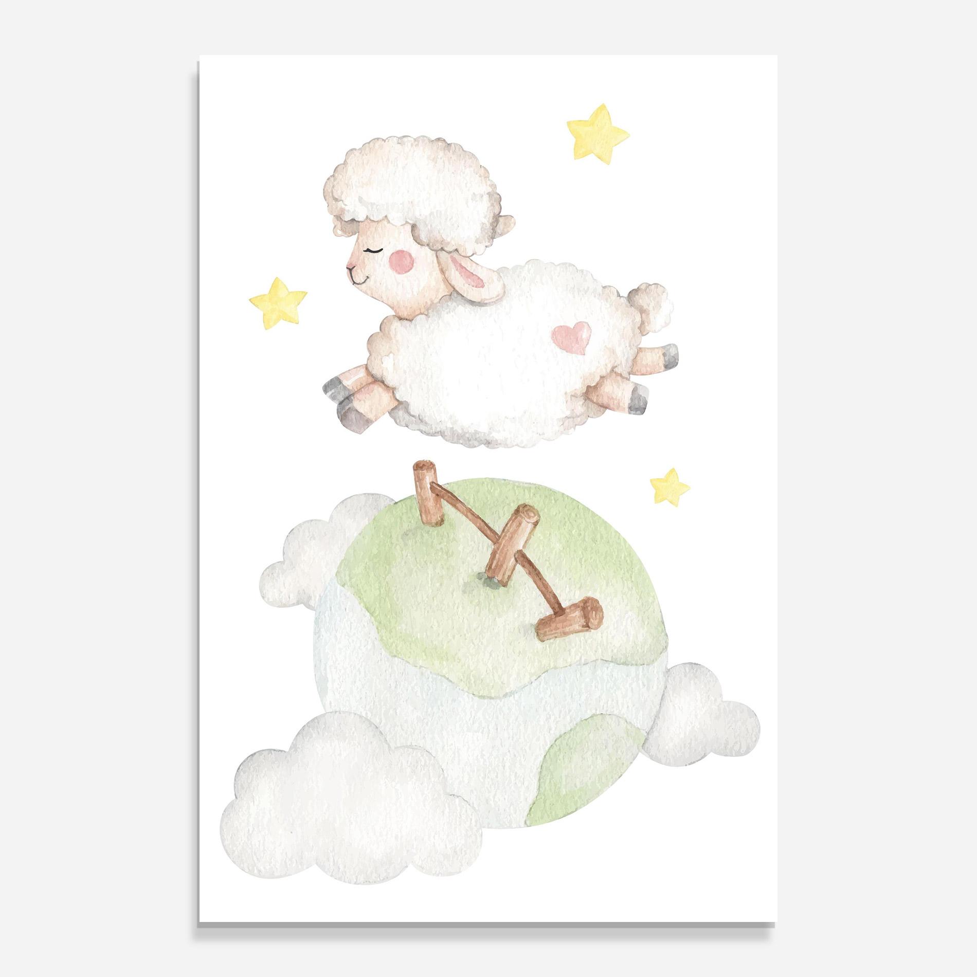 Tablou Sticla Sheep Jump mockup 0