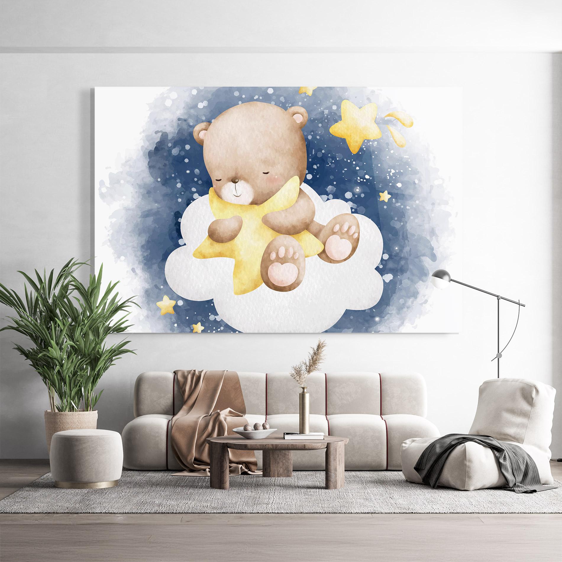 Tablou Sticla Bear Cloud Star mockup 9