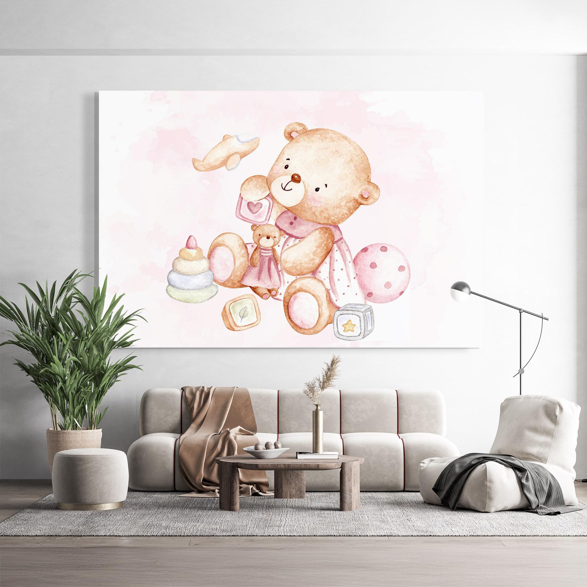 Tablou Sticla Bear With Toys mockup 9