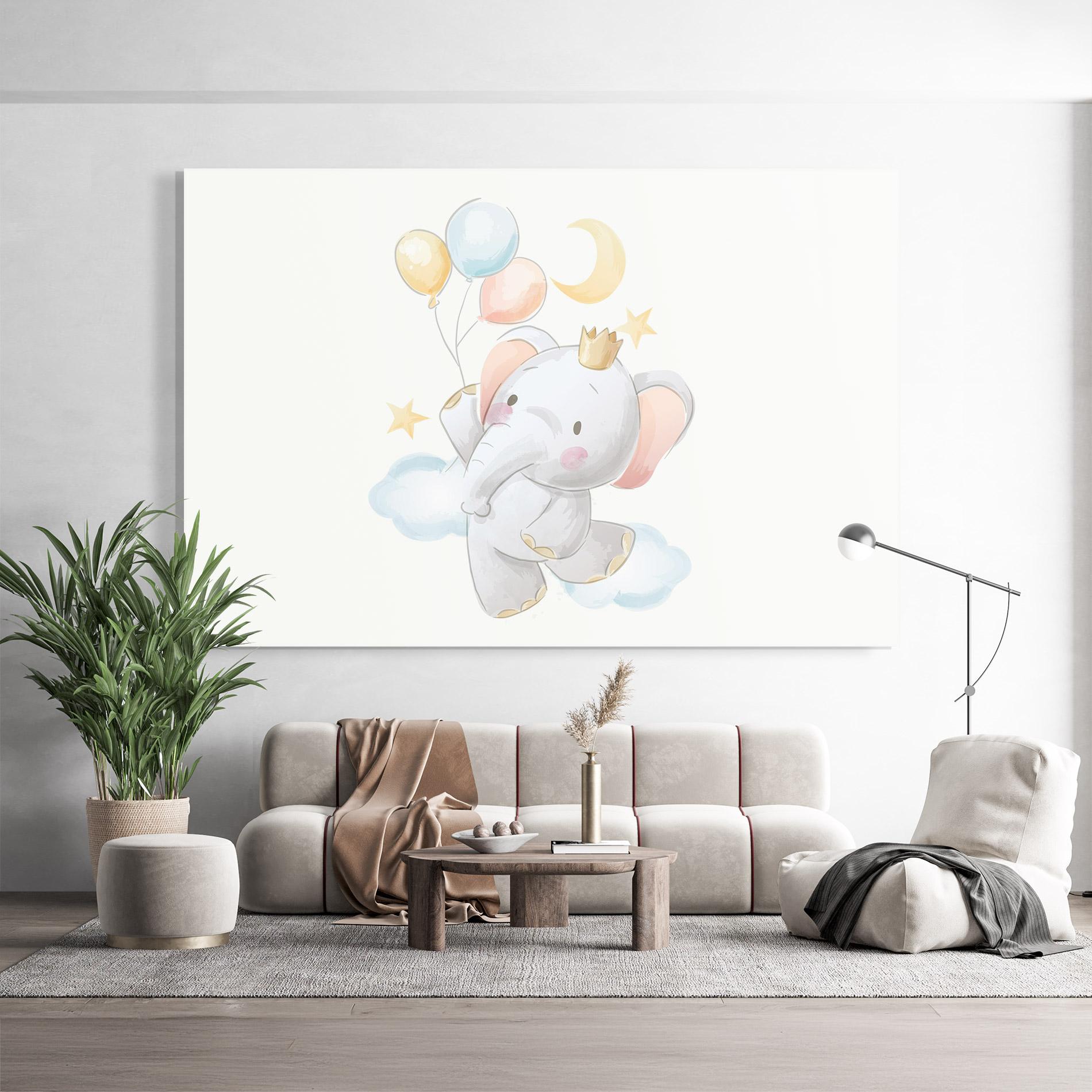 Tablou Sticla Elephant Flying mockup 9