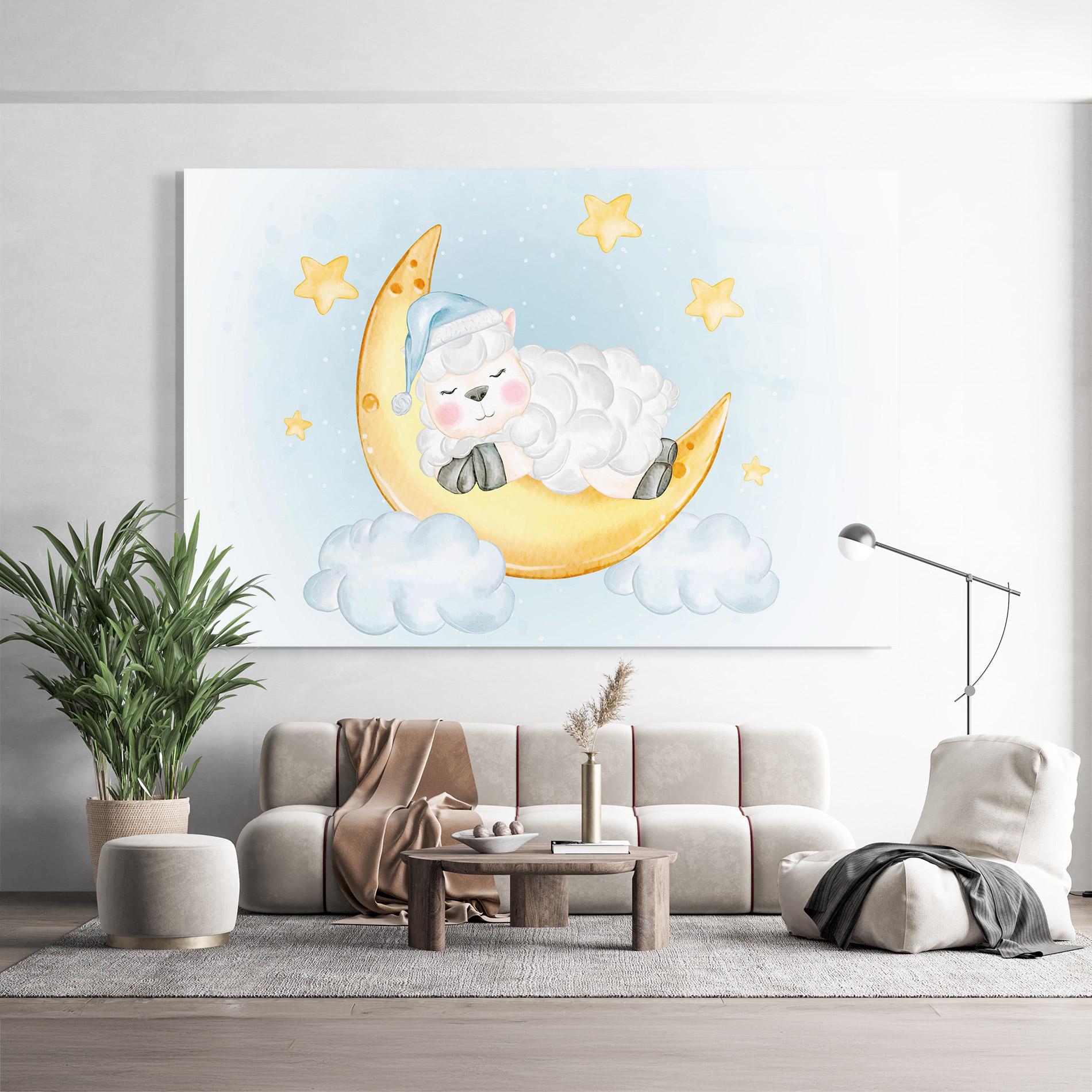 Tablou Sticla Sheep Sleeping mockup 9