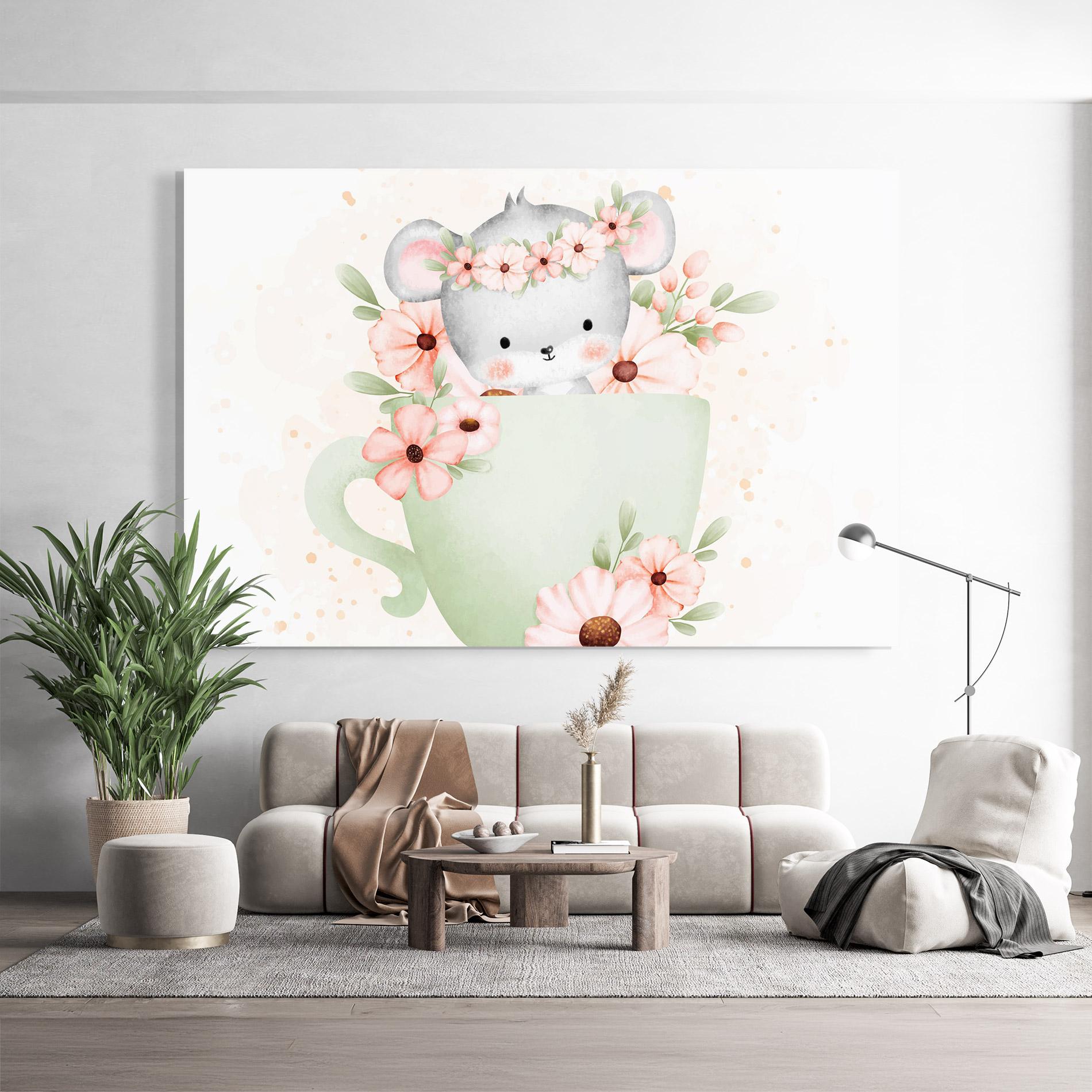 Tablou Sticla Small Mouse Flower mockup 9