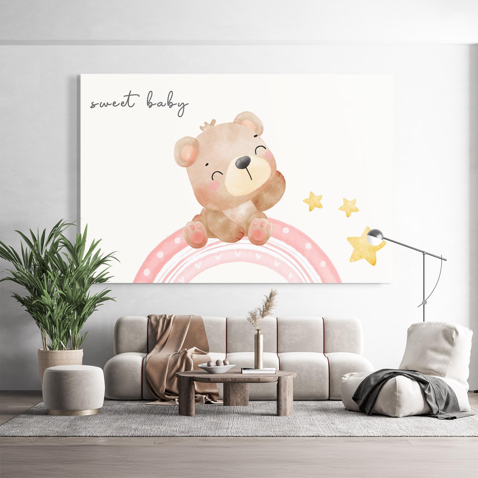 Tablou Sticla Sweet Baby Bear mockup 9