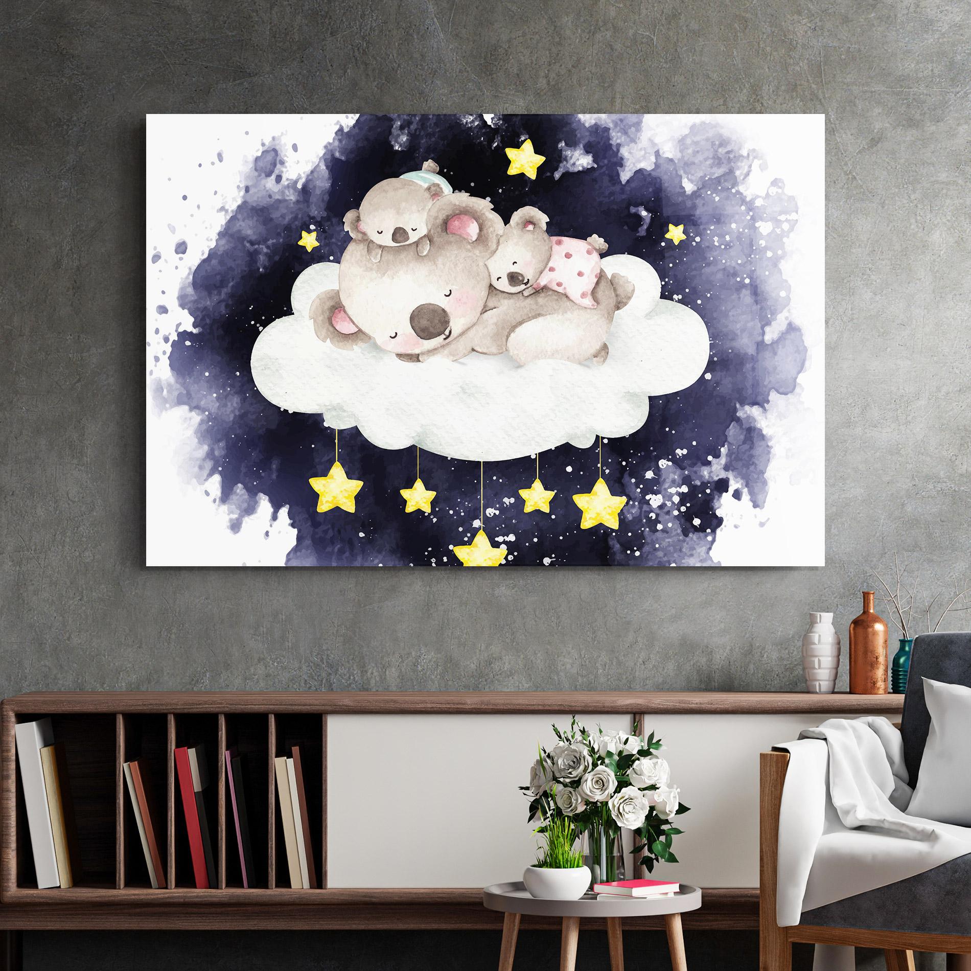 Tablou Sticla Baby Koala Sleeping mockup 2
