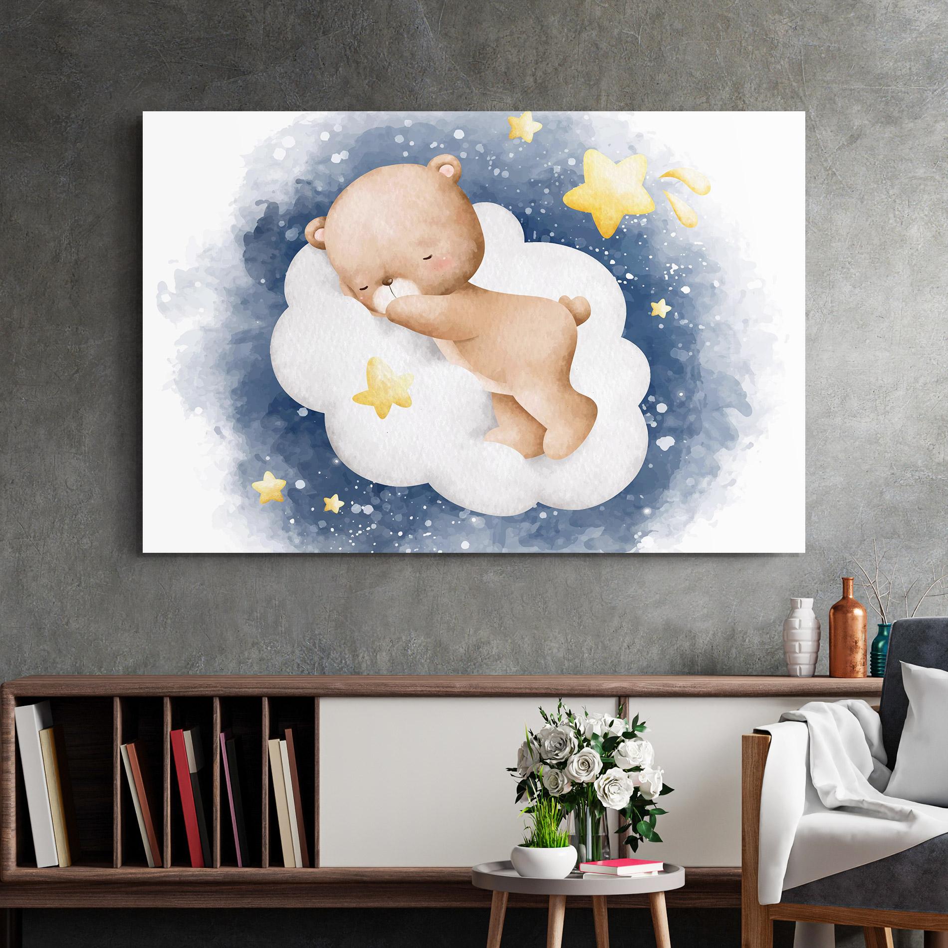 Tablou Sticla Bear Cloud Sleep mockup 2
