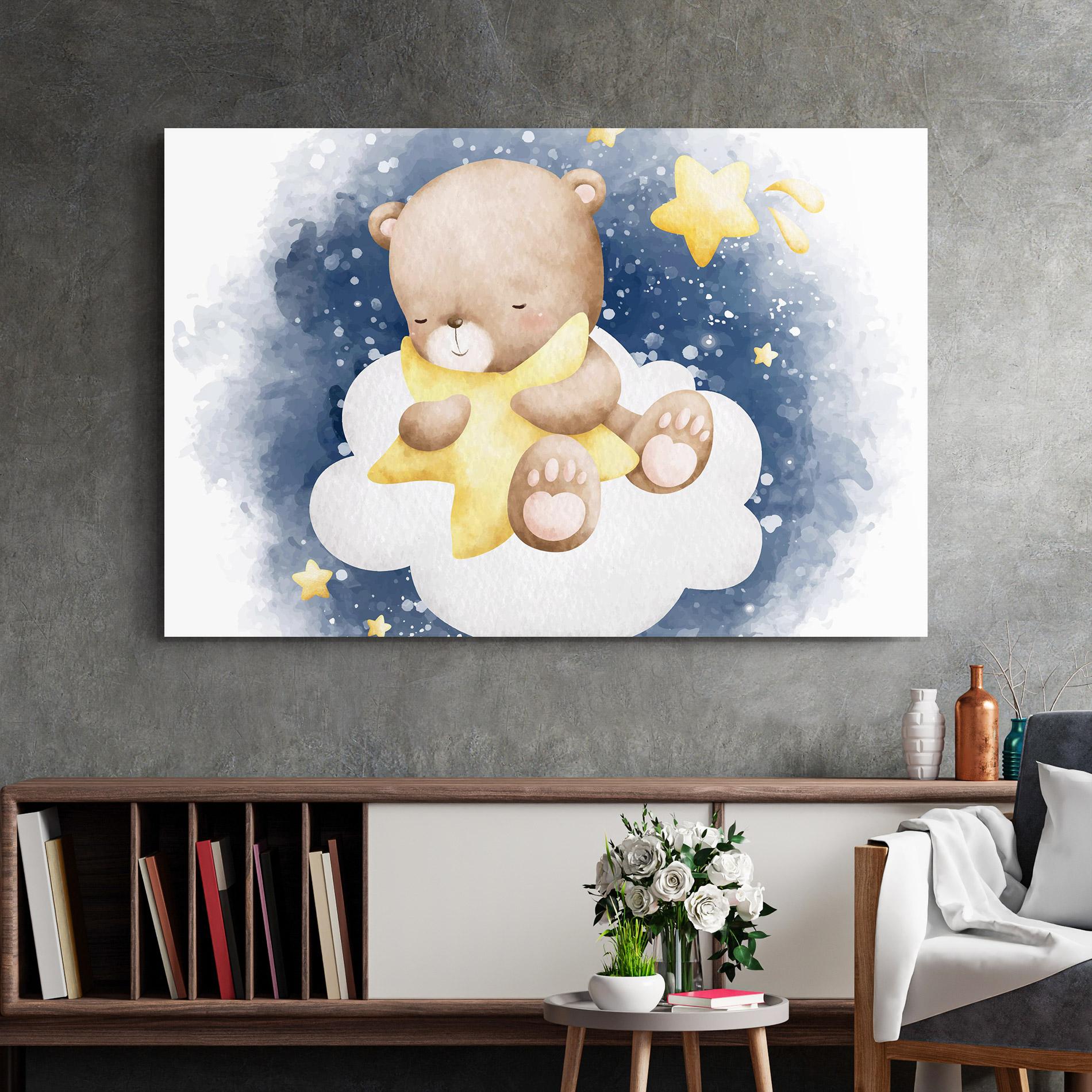 Tablou Sticla Bear Cloud Star mockup 2