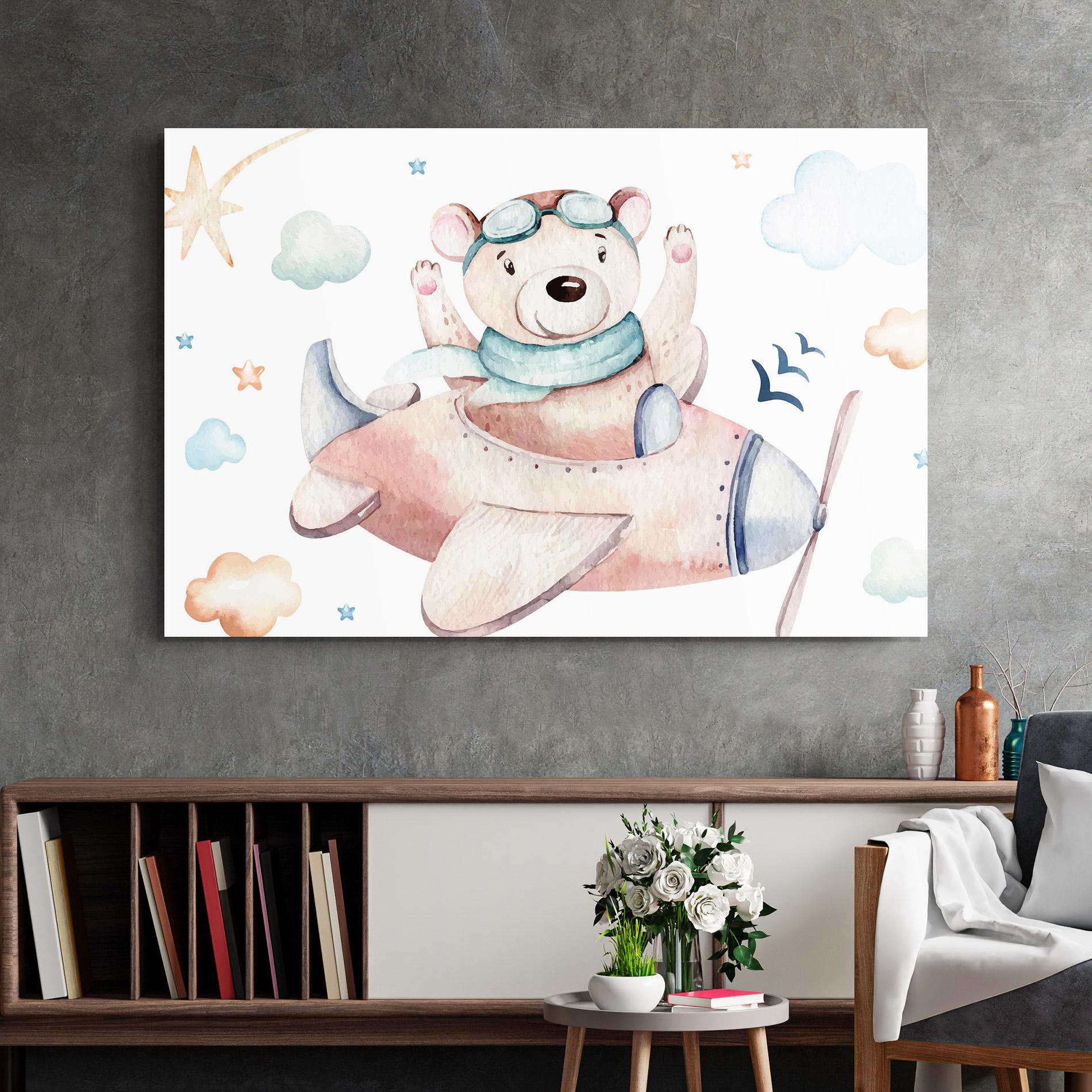 Tablou Sticla Bear Flying mockup 2