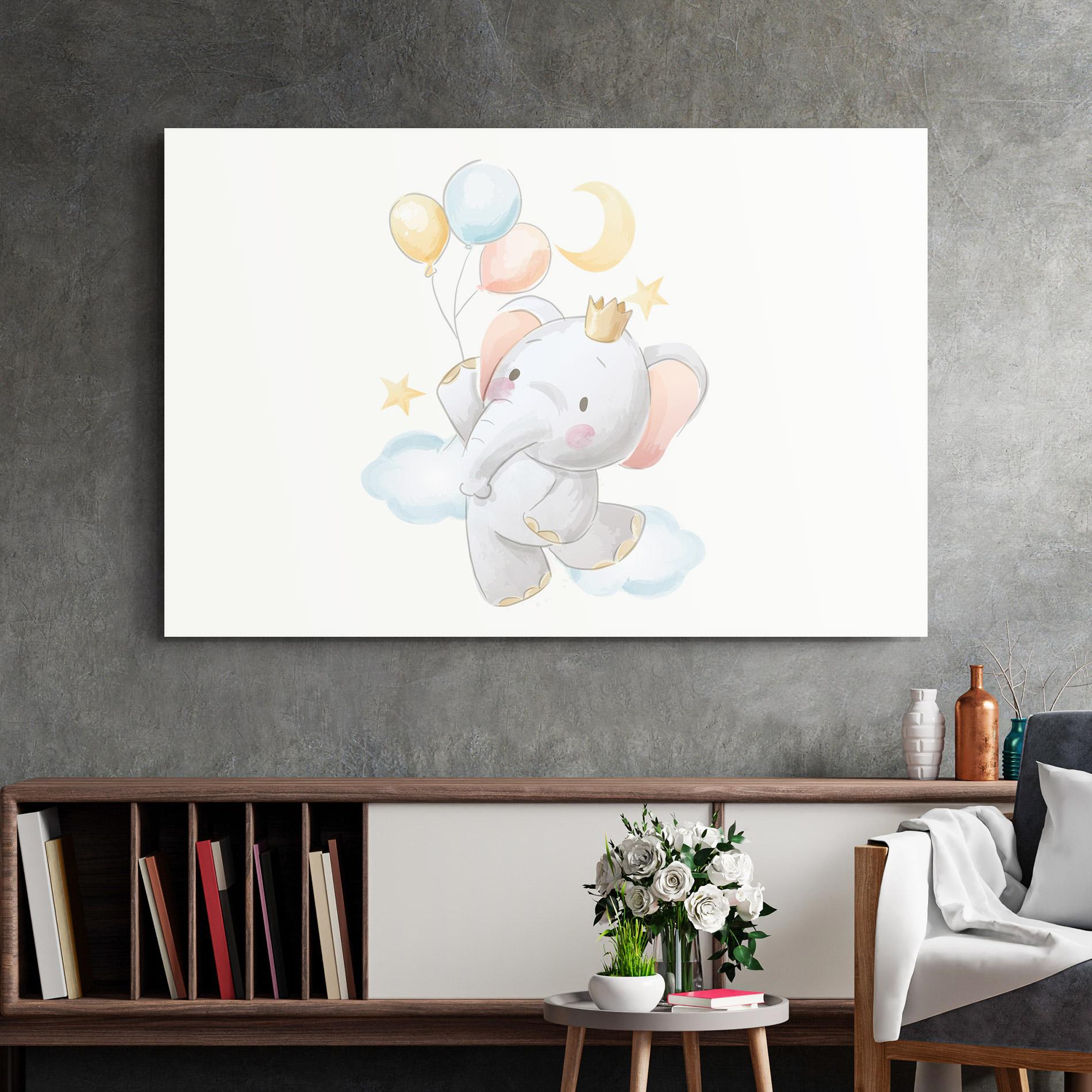 Tablou Sticla Elephant Flying mockup 2