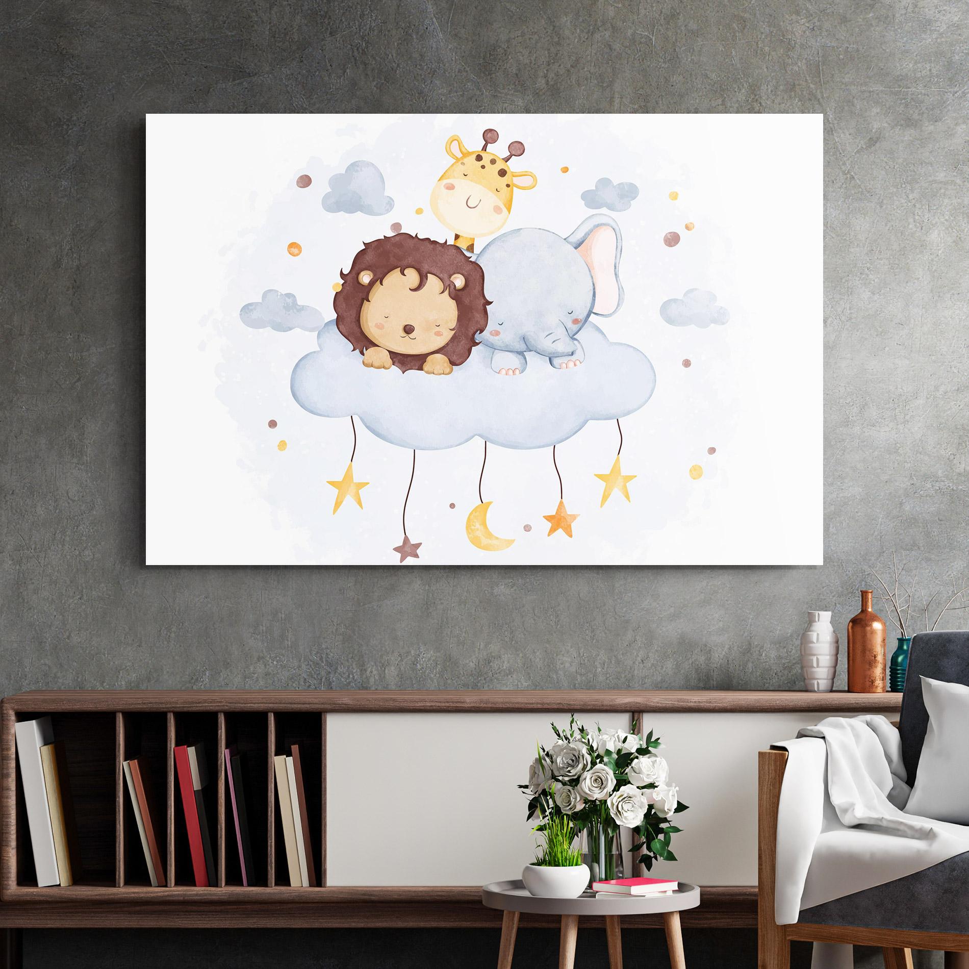 Tablou Sticla Lion And Elephant mockup 2