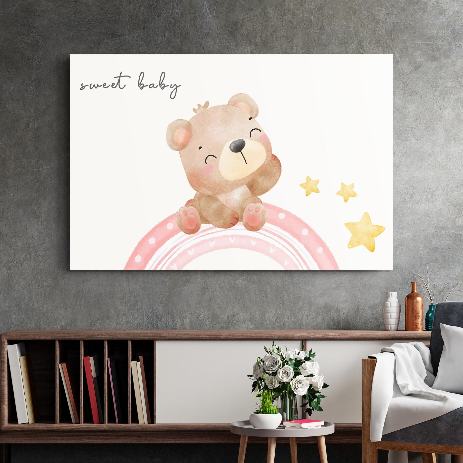 Tablou Sticla Sweet Baby Bear mockup 2