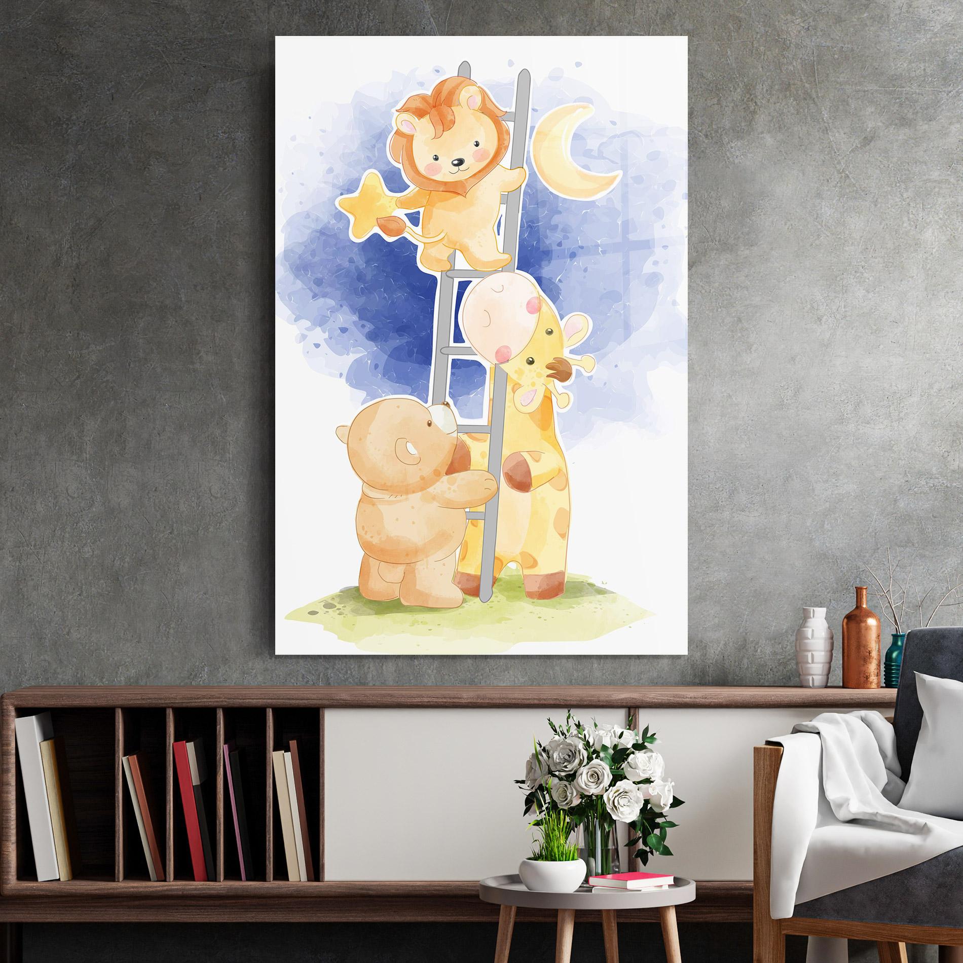 Tablou Sticla Lion Moon mockup 2