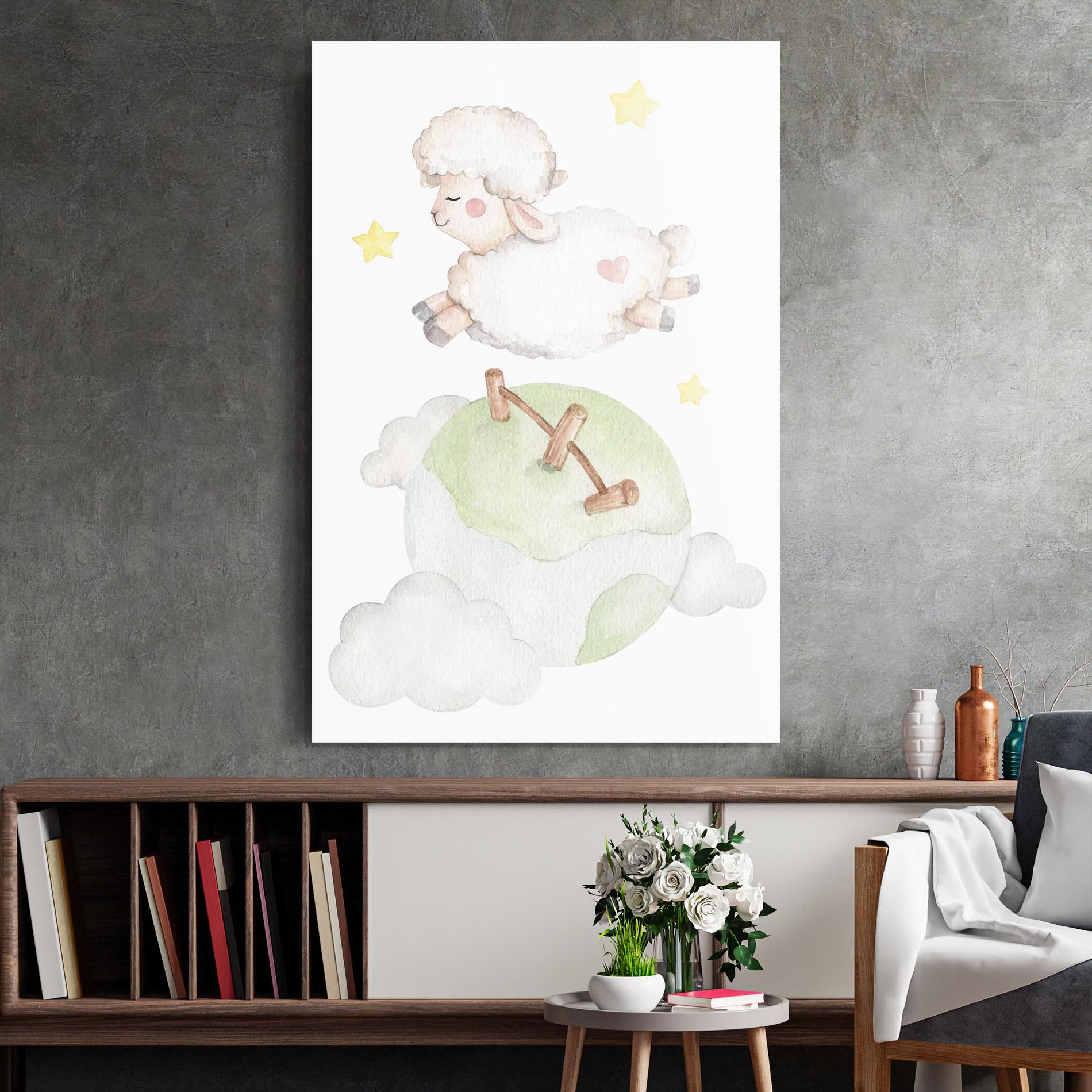 Tablou Sticla Sheep Jump mockup 2