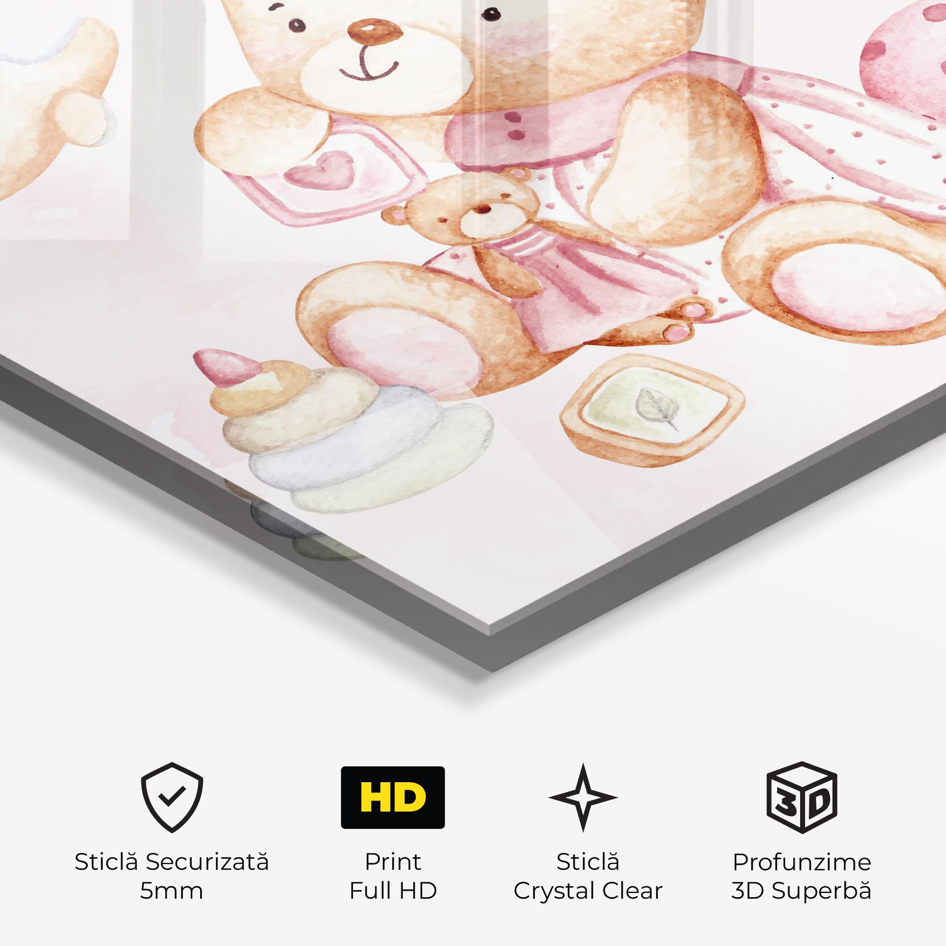 Tablou Sticla Bear With Toys mockup 3