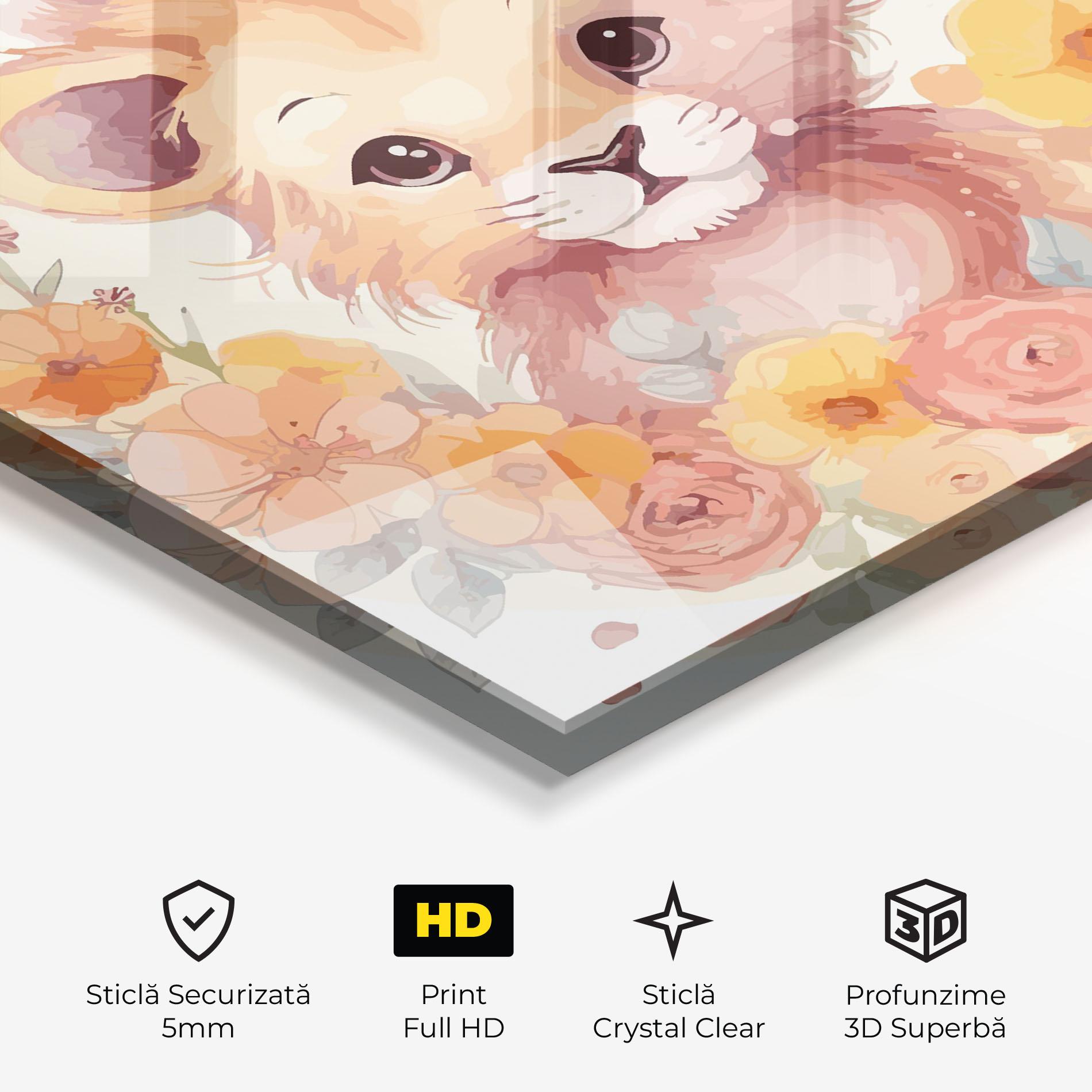 Tablou Sticla Flower Baby Lion mockup 3