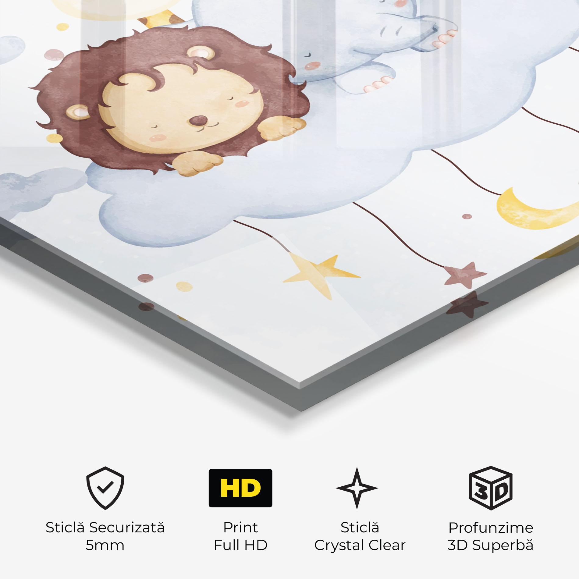 Tablou Sticla Lion And Elephant mockup 3