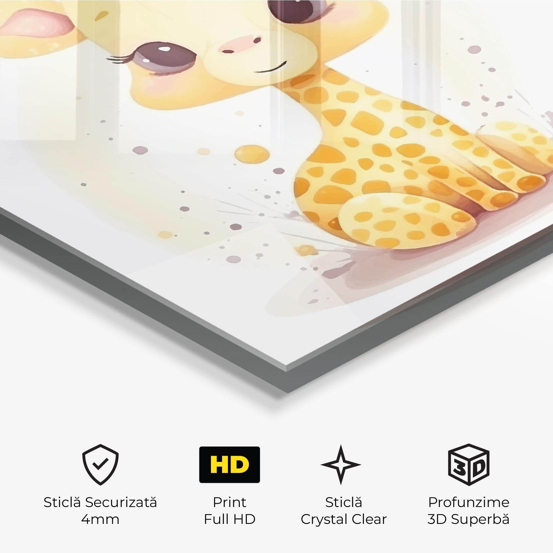 Tablou Sticla Adorable Giraffe mockup 3