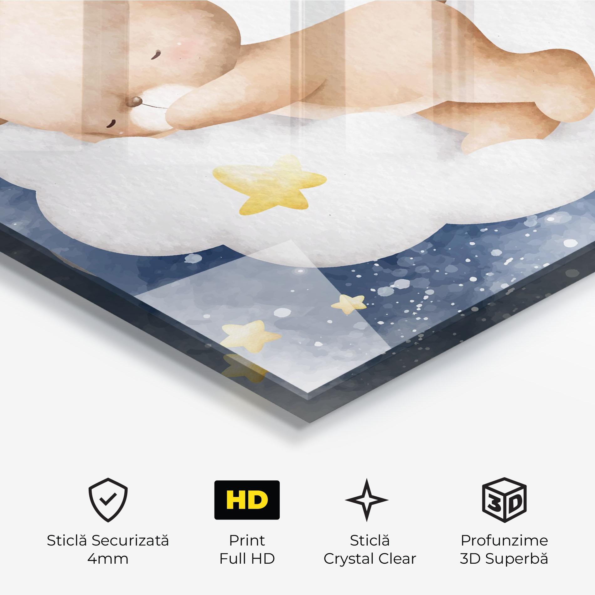 Tablou Sticla Bear Cloud Sleep mockup 3