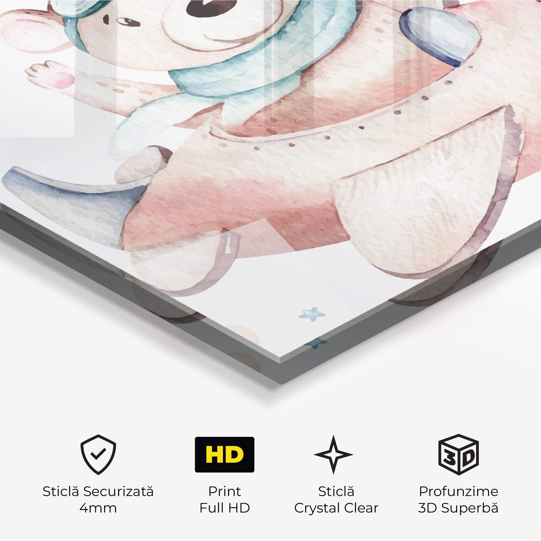 Tablou Sticla Bear Flying mockup 3