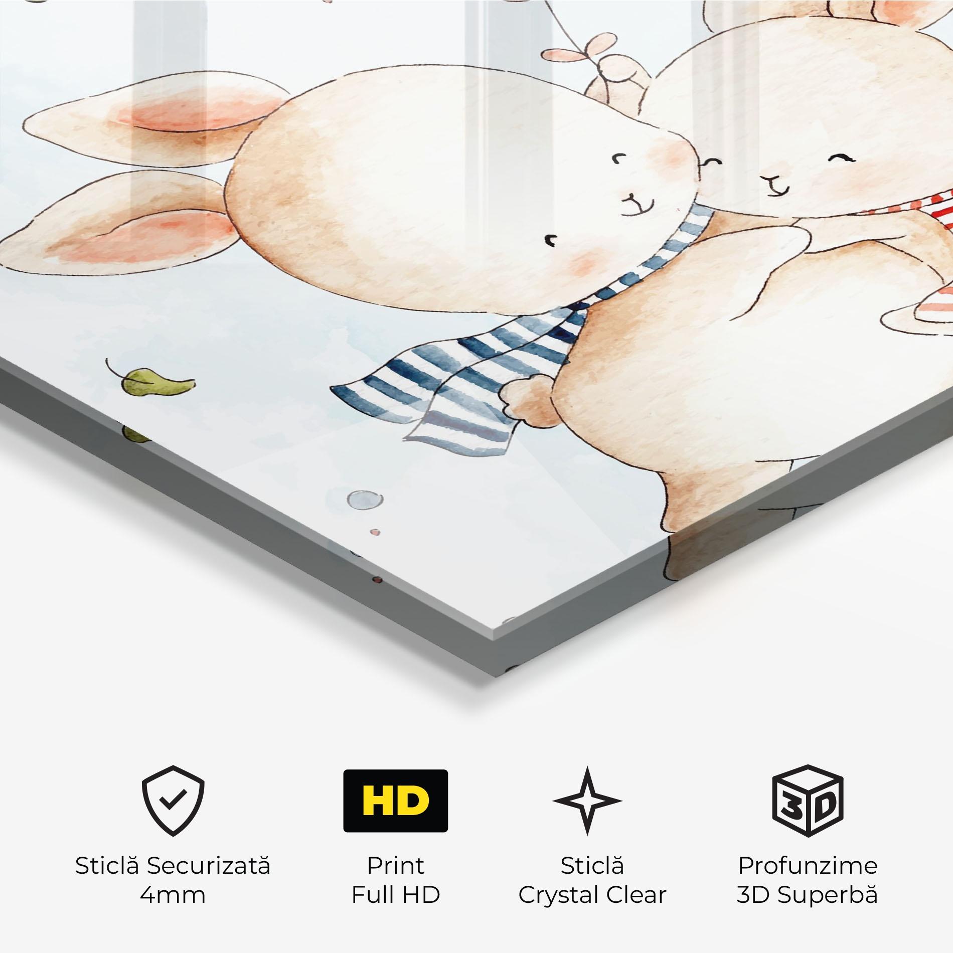 Tablou Sticla Cute Couple Rabbit mockup 3