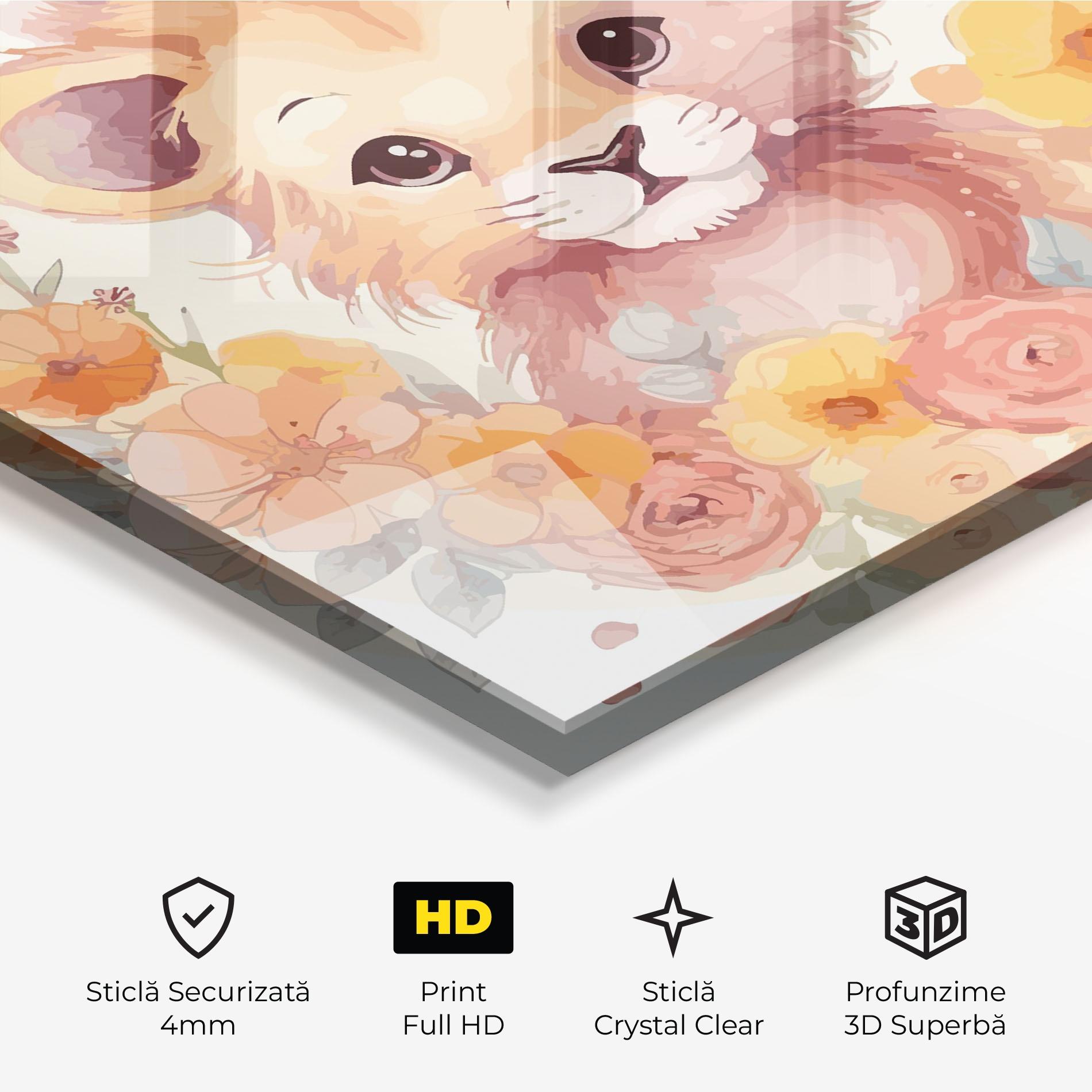 Tablou Sticla Flower Baby Lion mockup 3