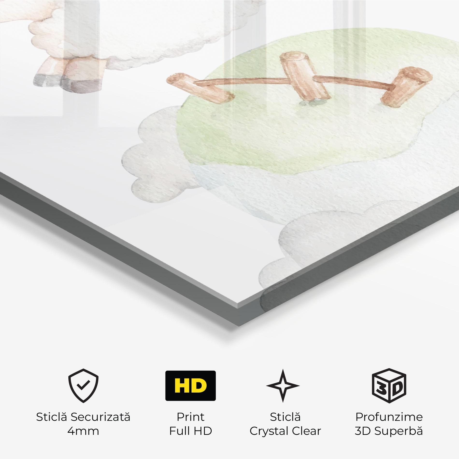 Tablou Sticla Sheep Jump mockup 3