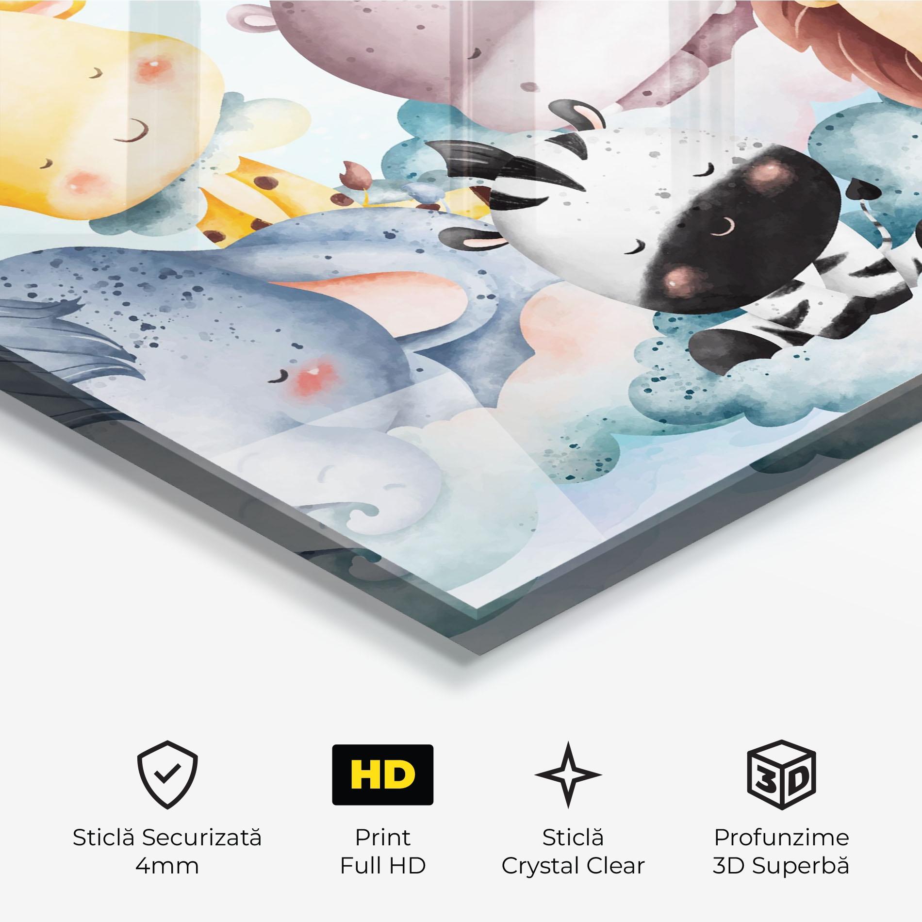 Tablou Sticla Sleepy Cute Animals mockup 3