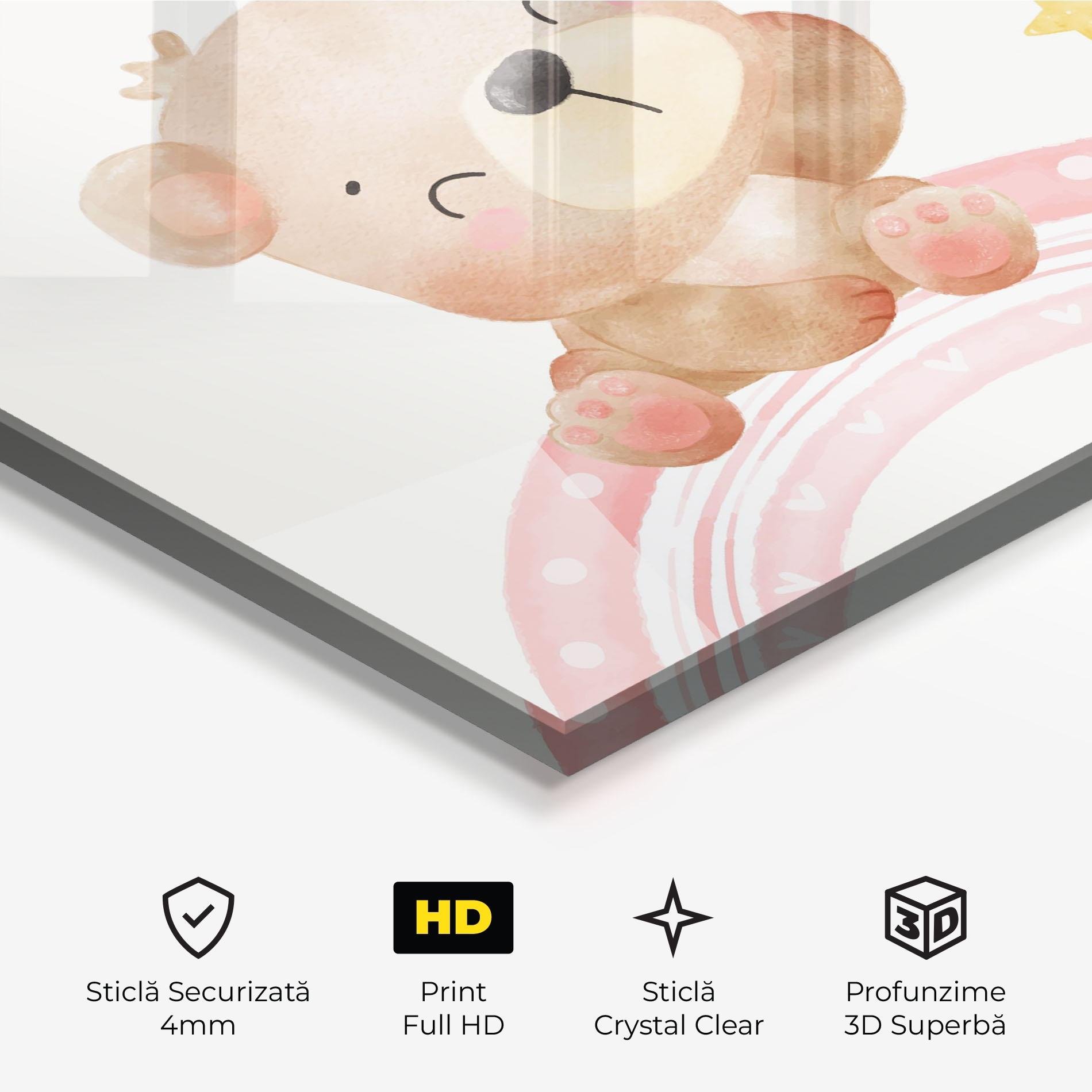 Tablou Sticla Sweet Baby Bear mockup 3