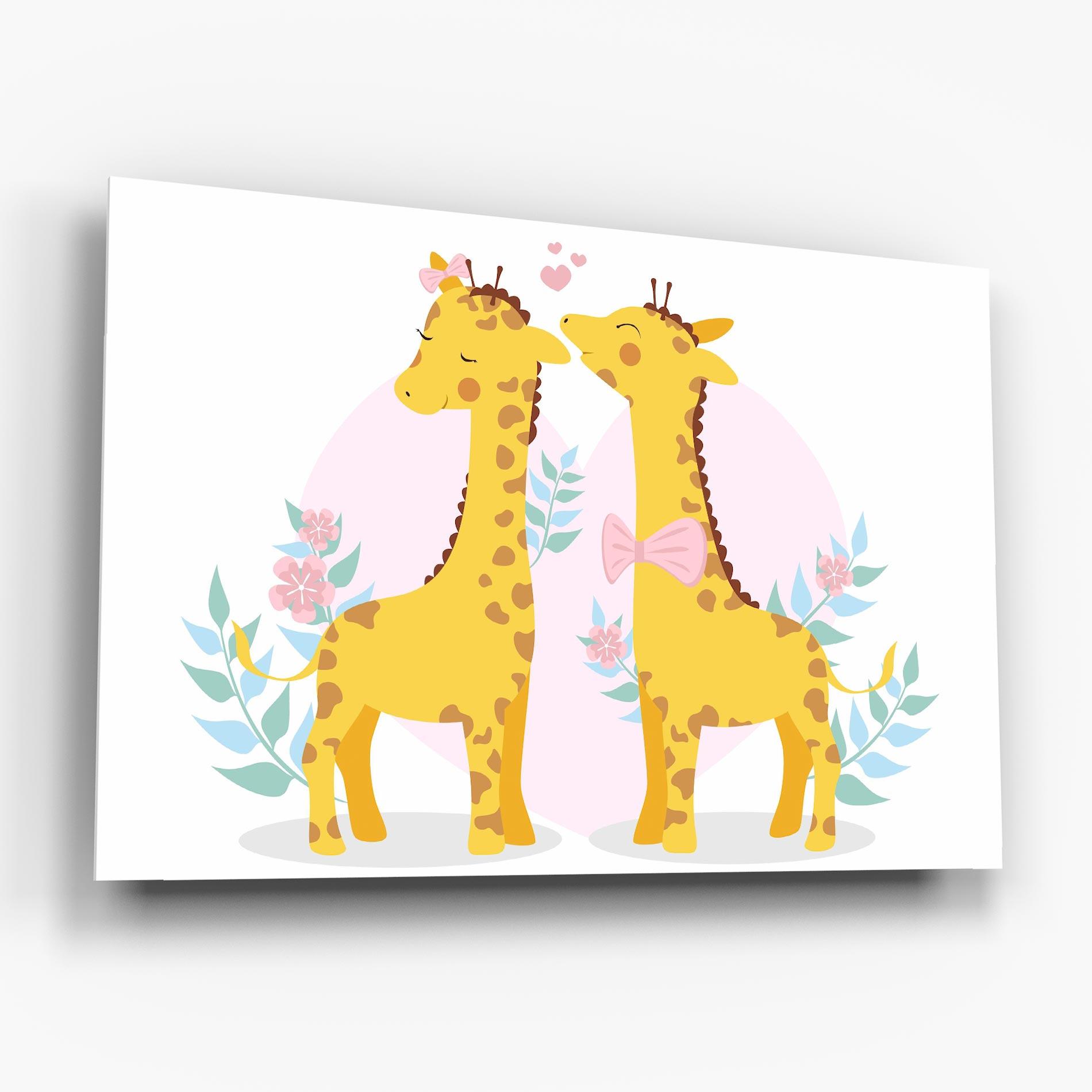 Tablou Sticla Cute Giraffe Couple mockup 6