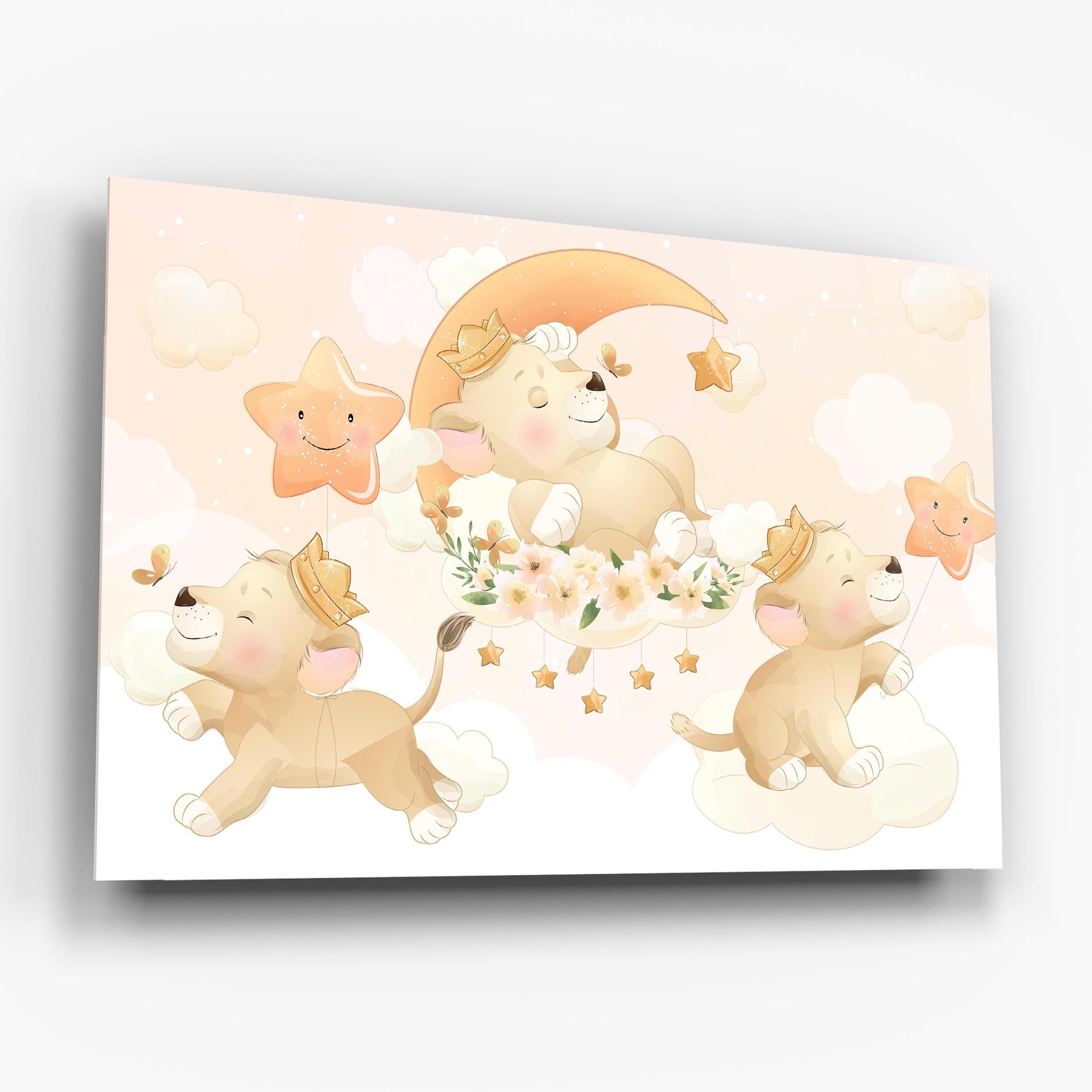 Tablou Sticla King Lion Moon mockup 6