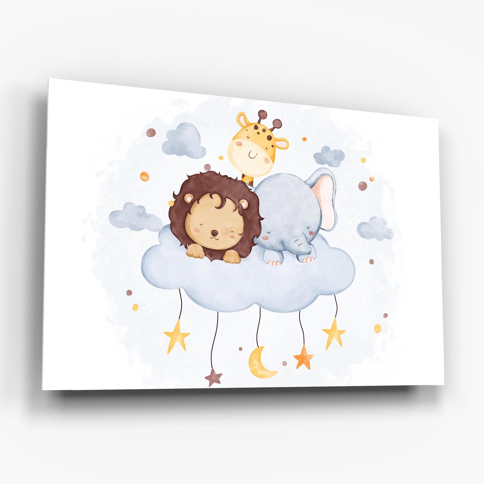 Tablou Sticla Lion And Elephant mockup 6