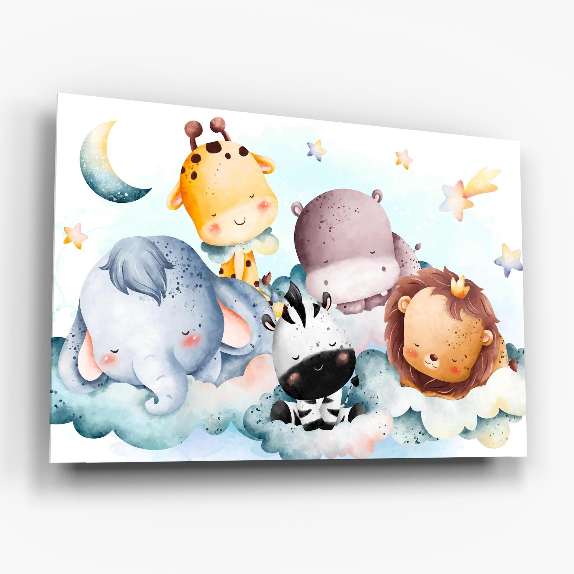 Tablou Sticla Sleepy Cute Animals mockup 6