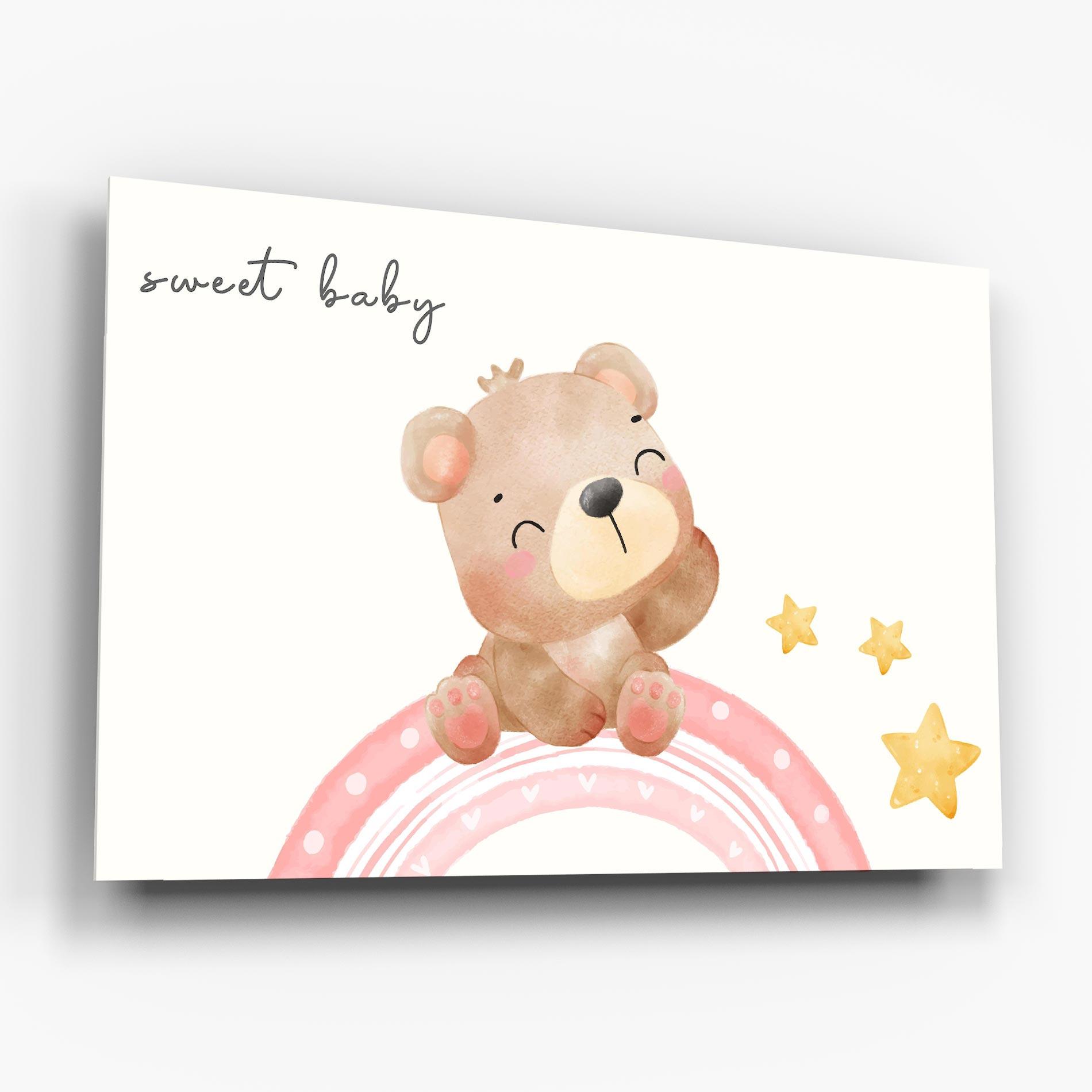 Tablou Sticla Sweet Baby Bear mockup 6