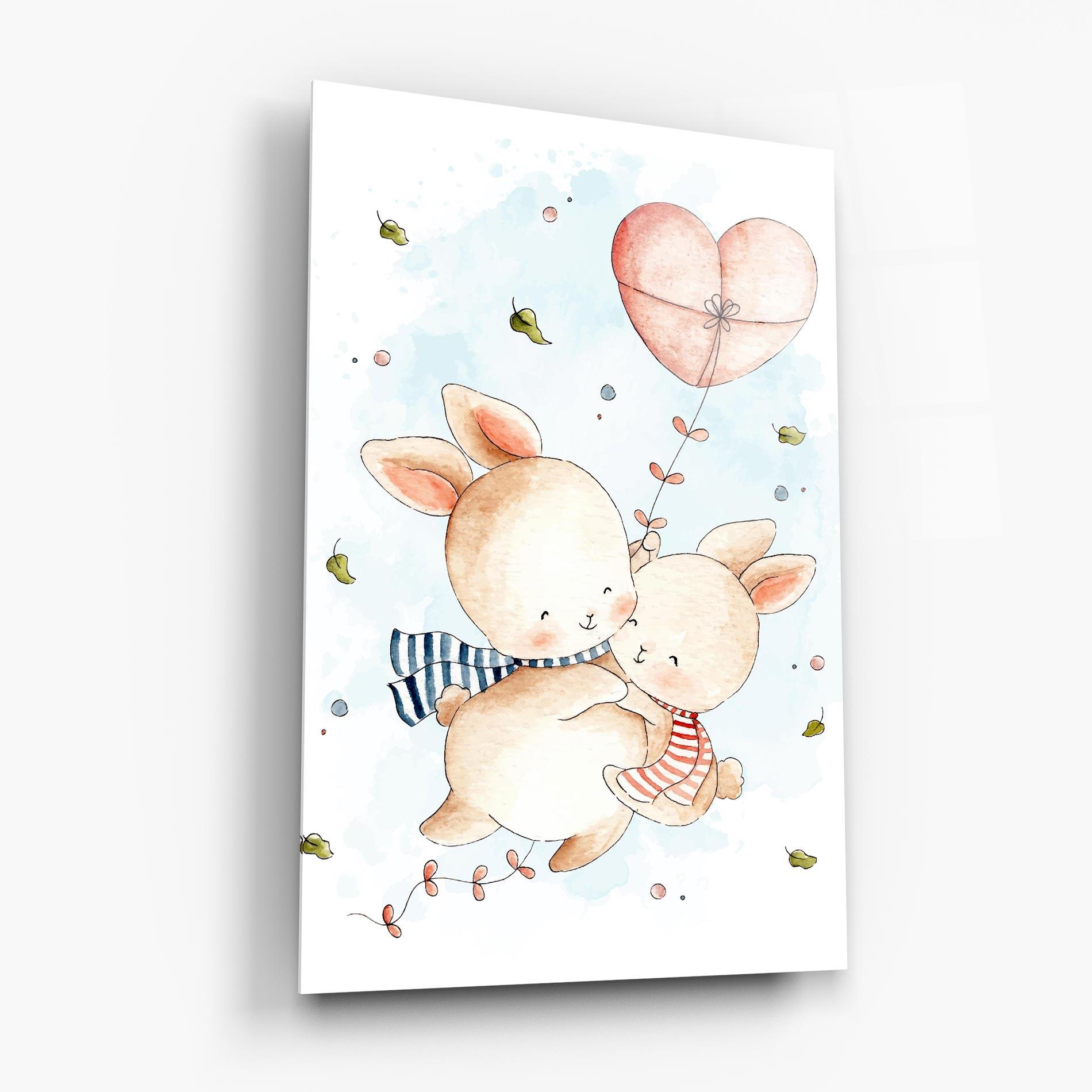 Tablou Sticla Cute Couple Rabbit mockup 6