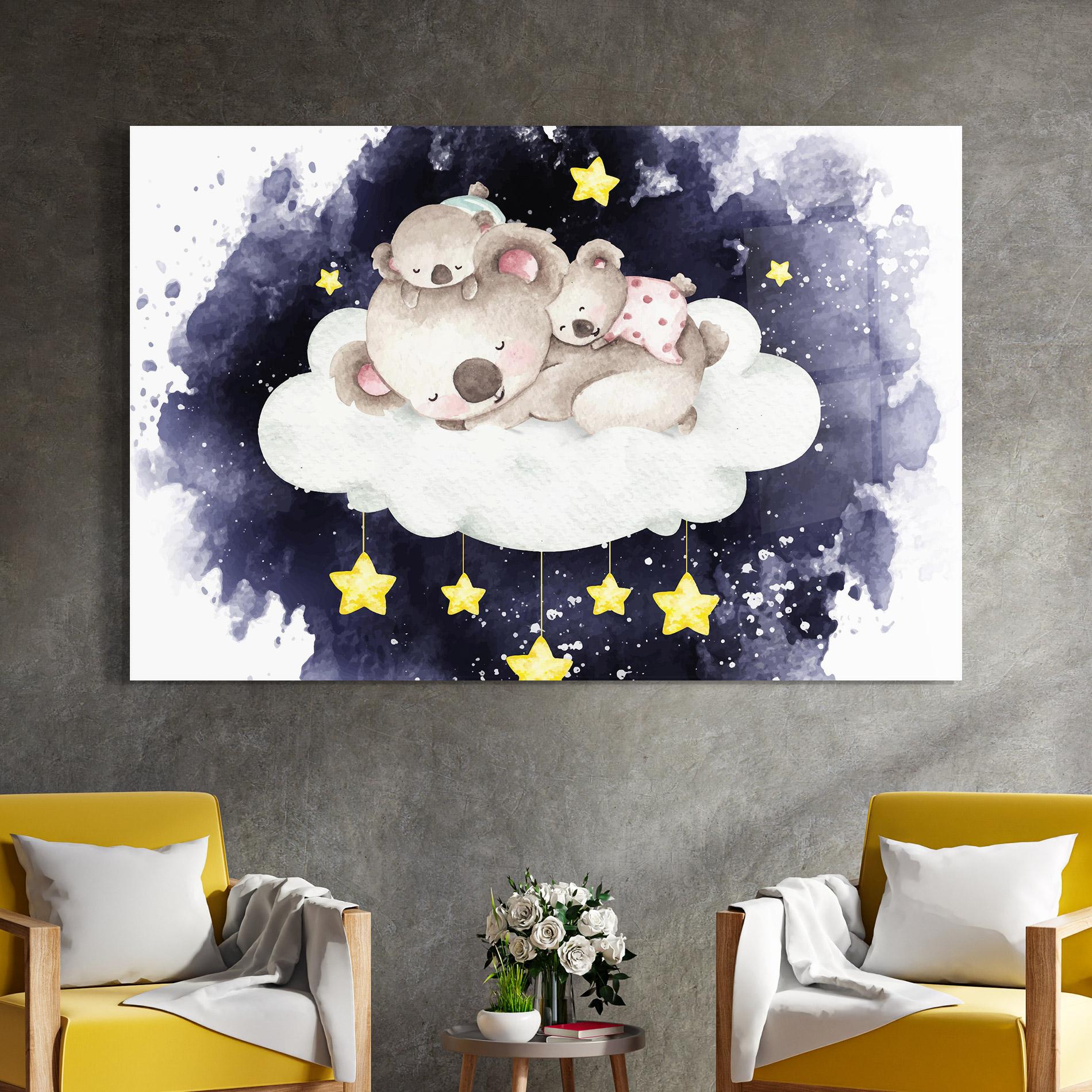 Tablou Sticla Baby Koala Sleeping mockup 4