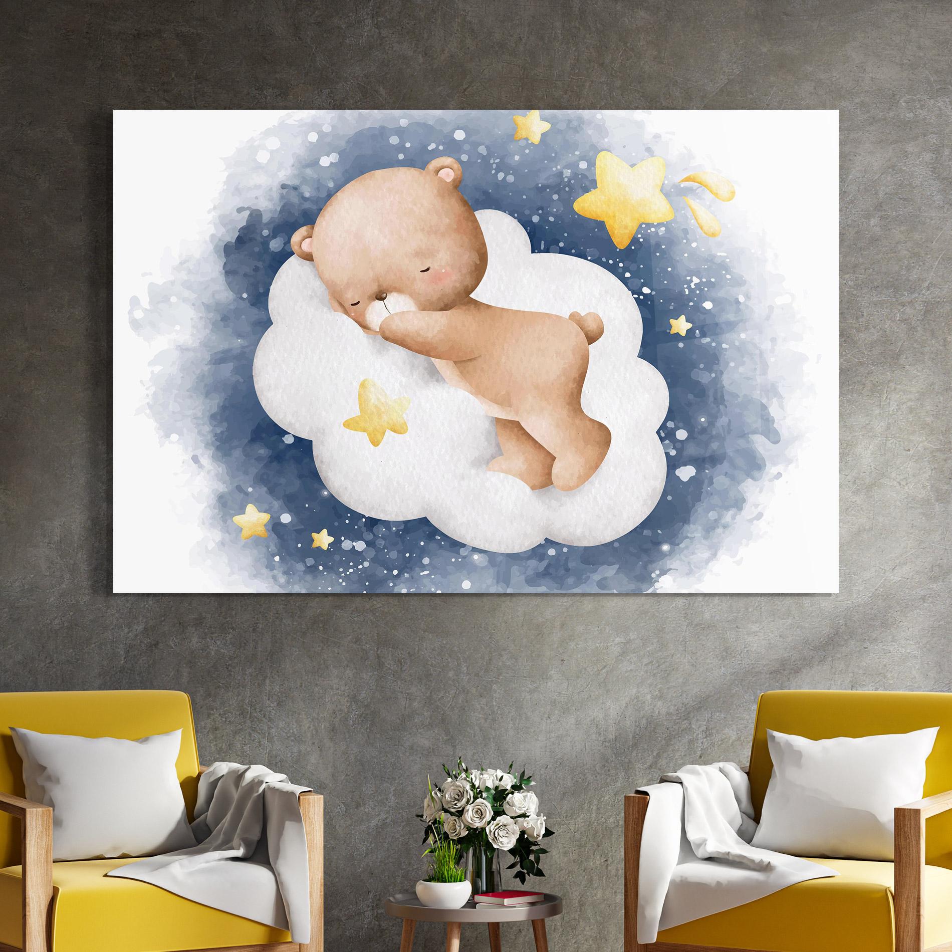 Tablou Sticla Bear Cloud Sleep mockup 4