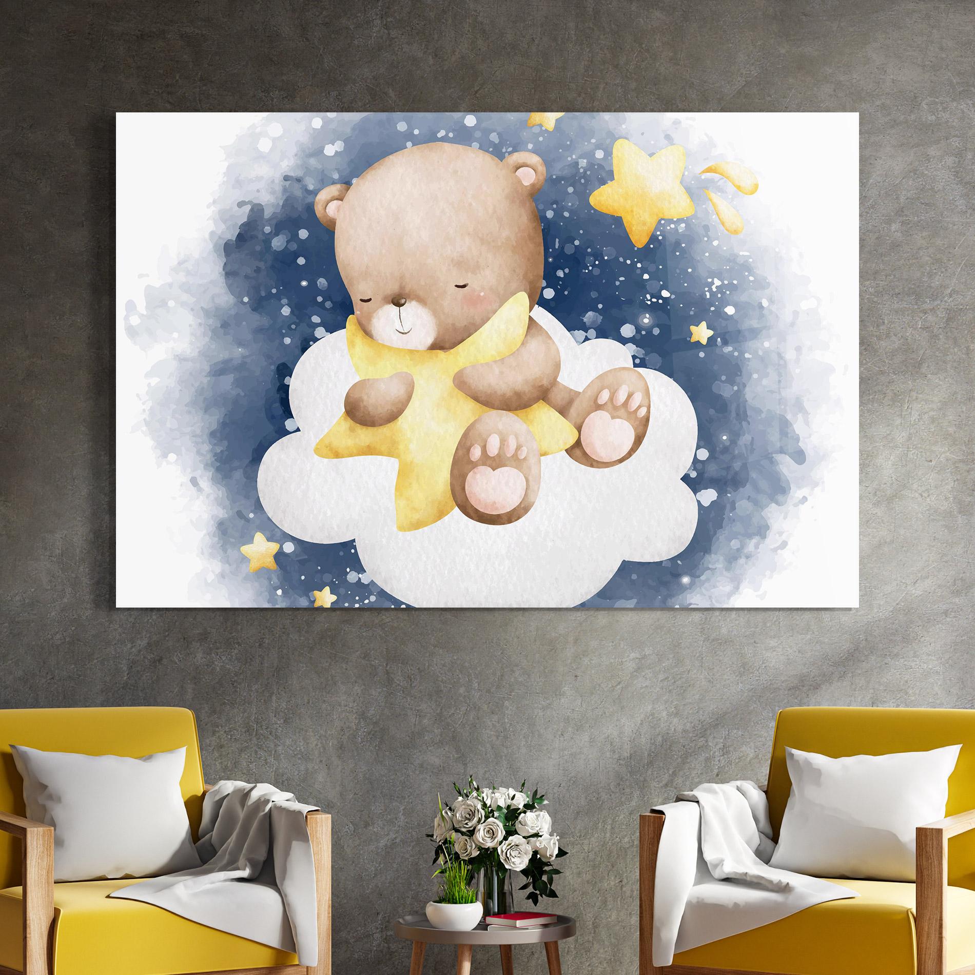 Tablou Sticla Bear Cloud Star mockup 4