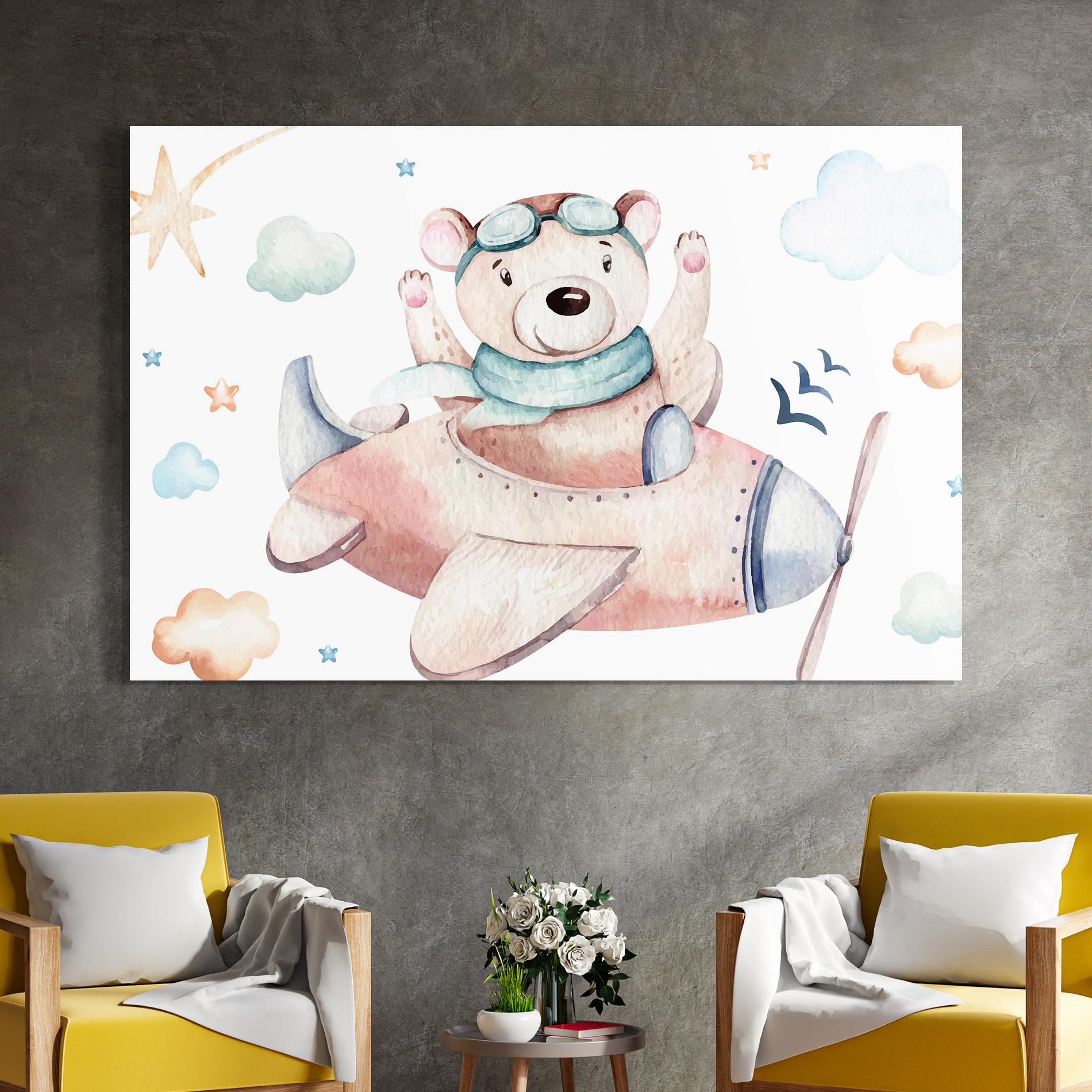 Tablou Sticla Bear Flying mockup 4