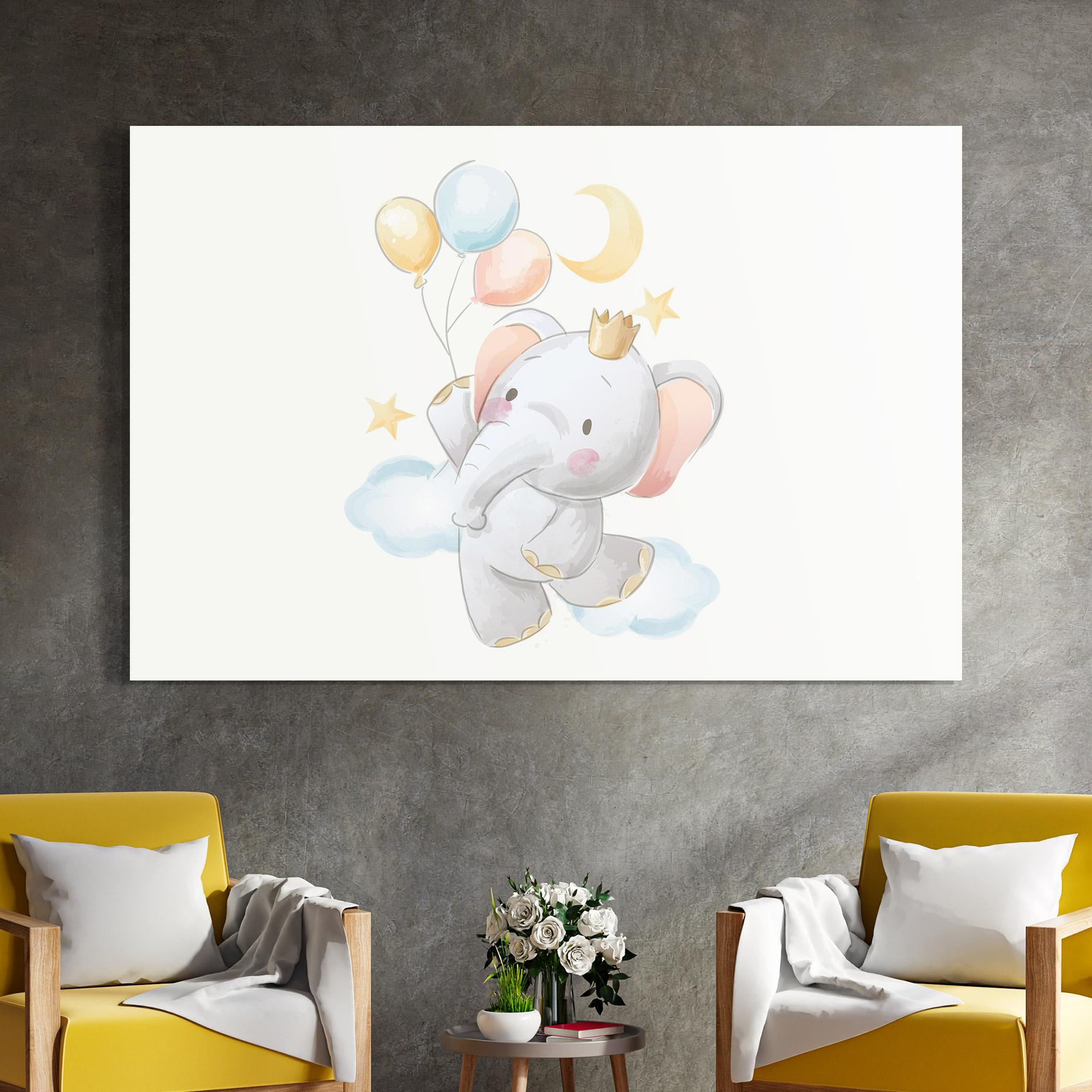 Tablou Sticla Elephant Flying mockup 4