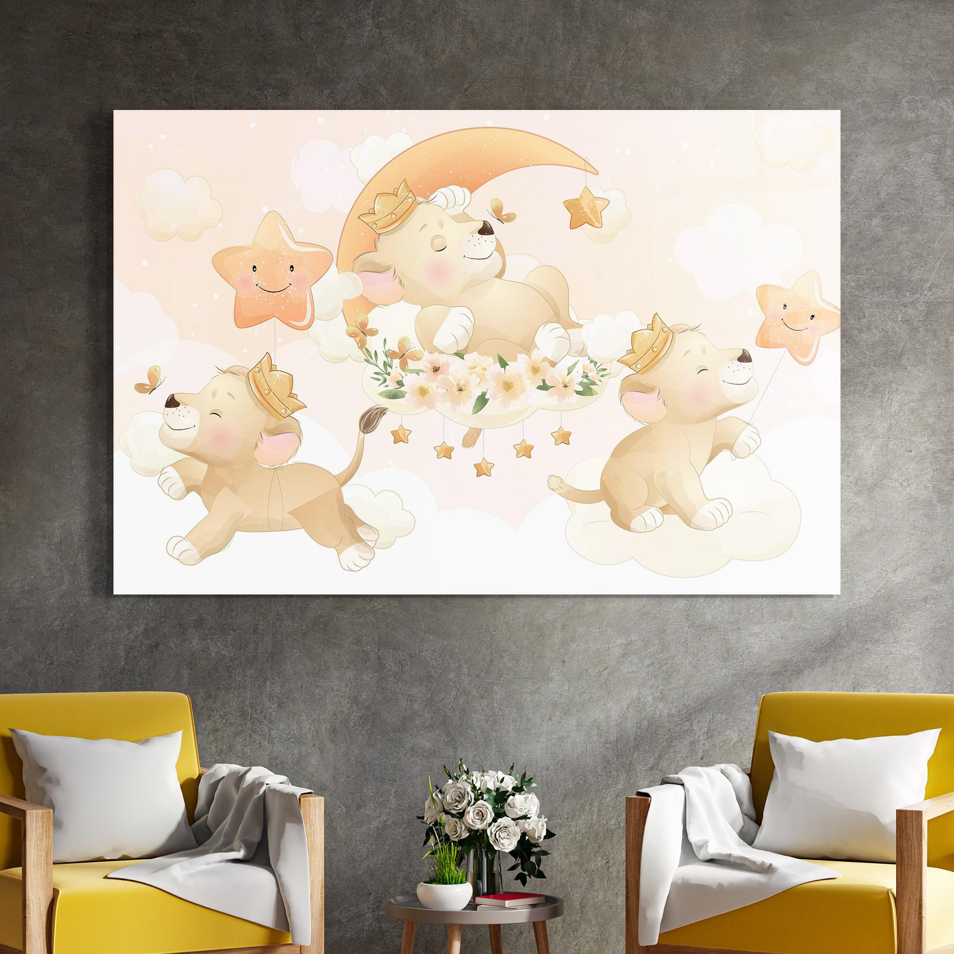 Tablou Sticla King Lion Moon mockup 4