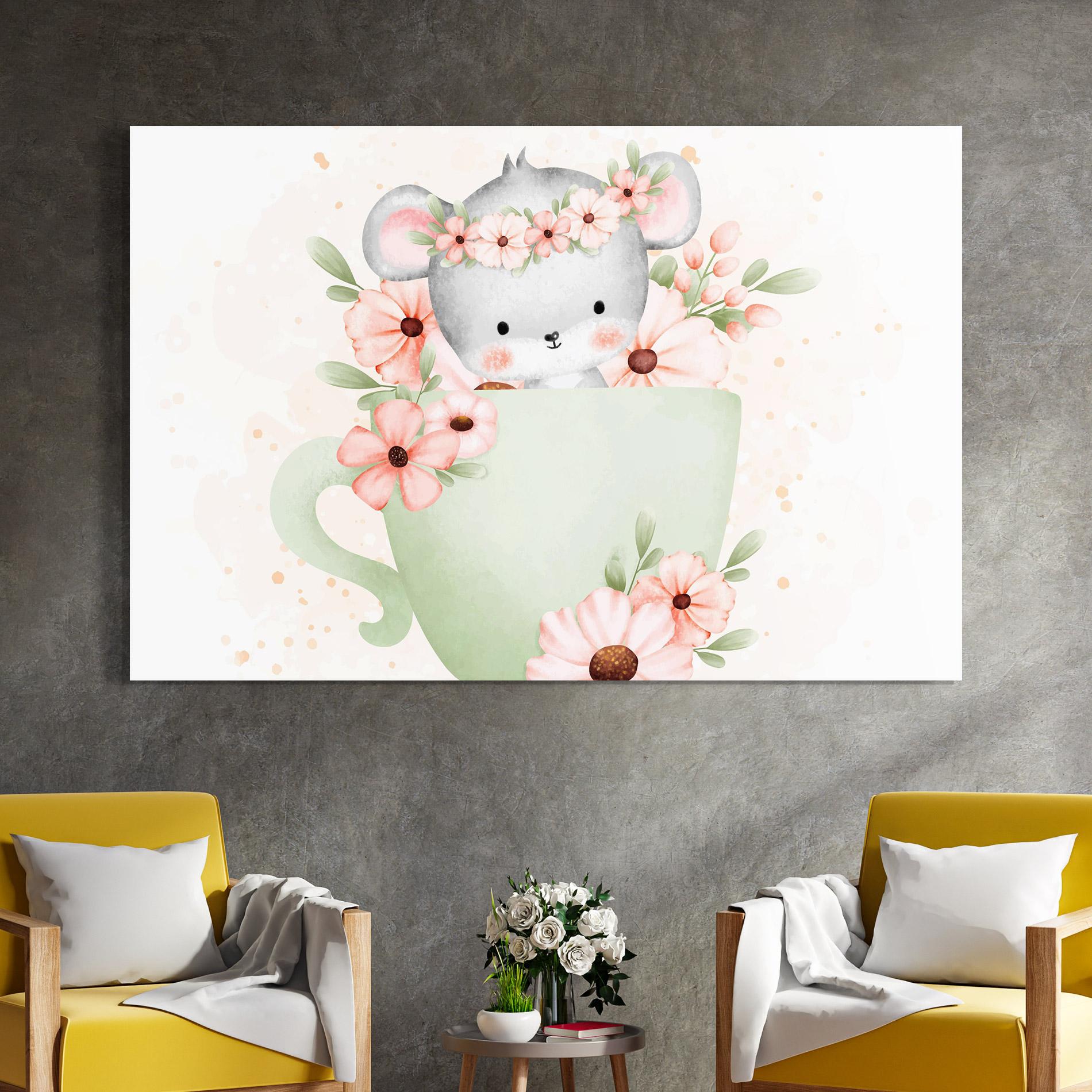 Tablou Sticla Small Mouse Flower mockup 4