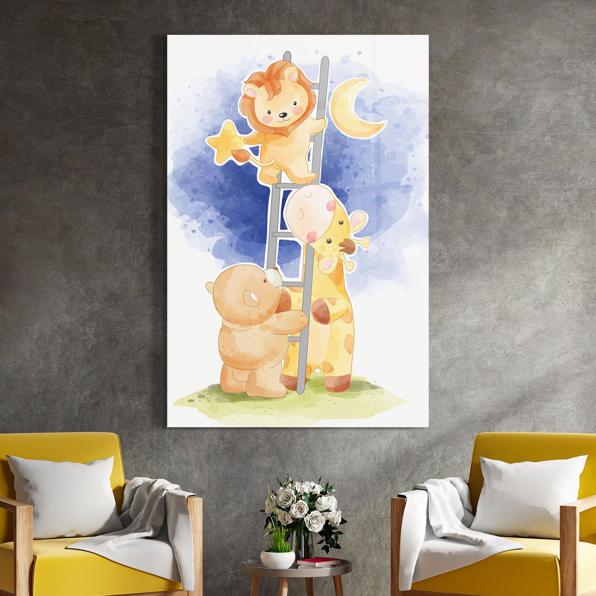 Tablou Sticla Lion Moon mockup 4