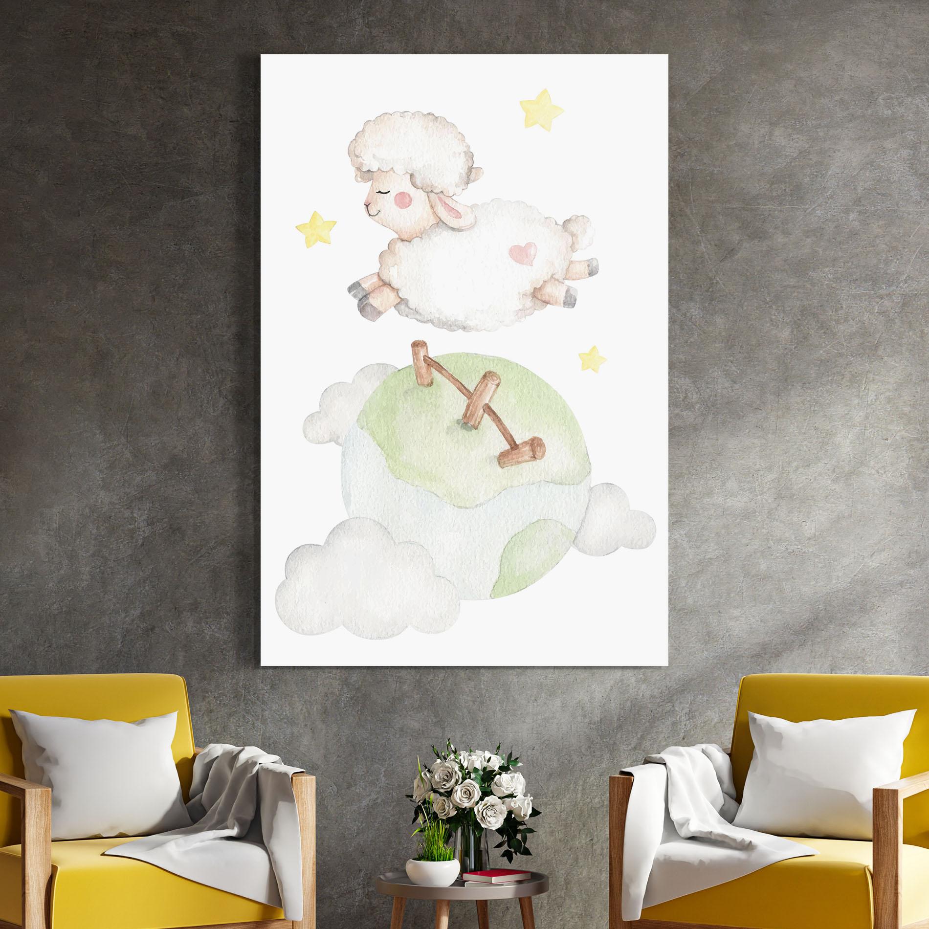 Tablou Sticla Sheep Jump mockup 4