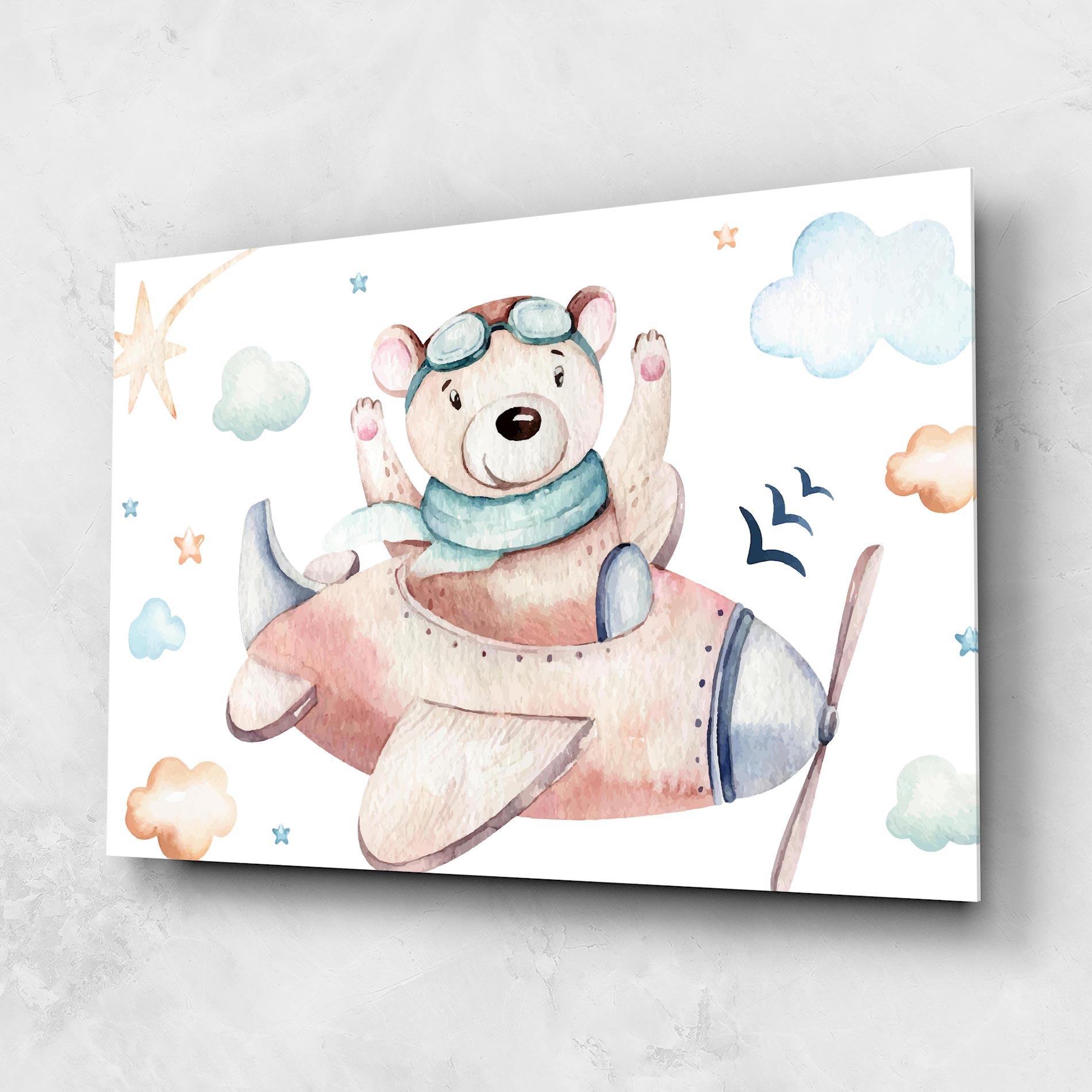 Tablou Sticla Bear Flying mockup 1