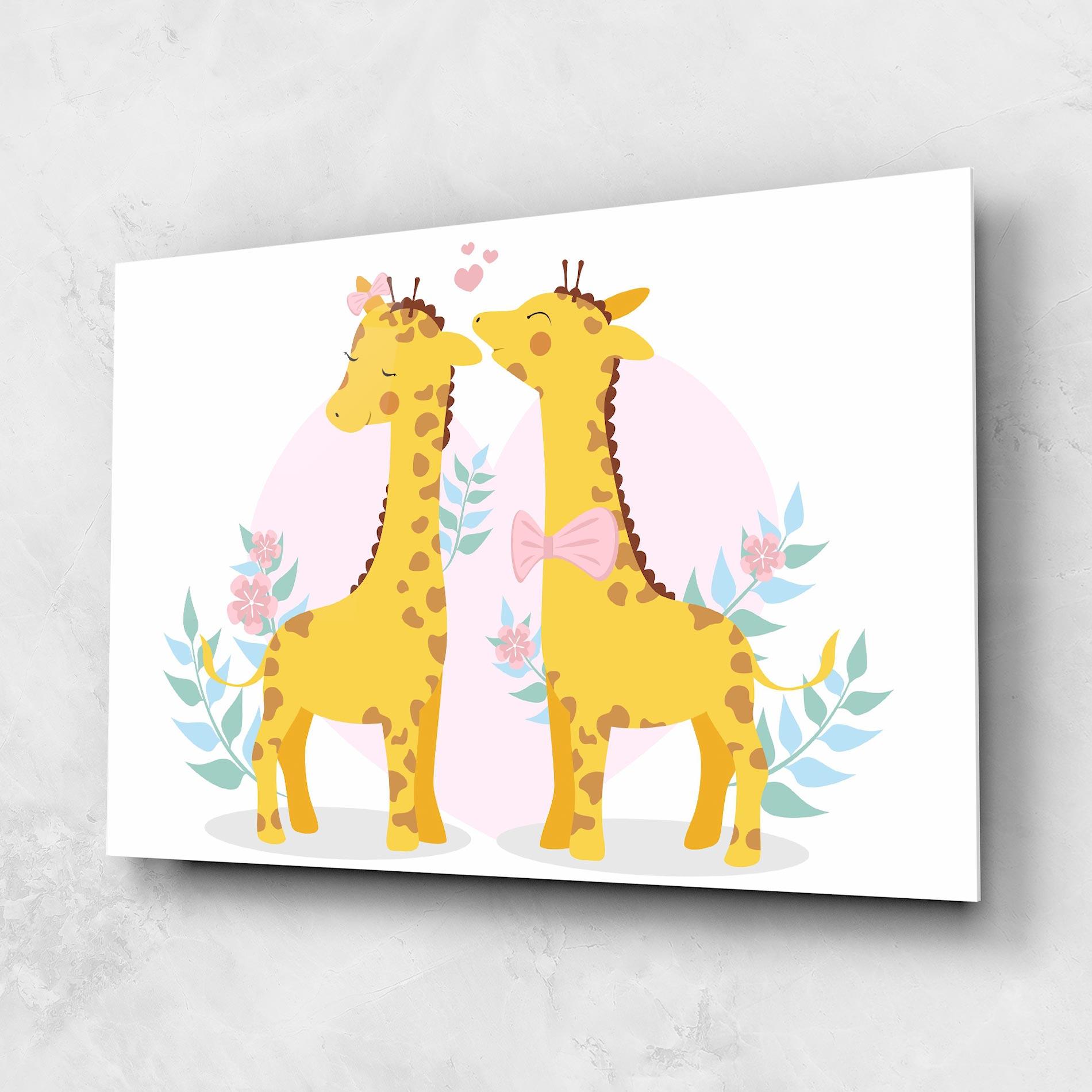Tablou Sticla Cute Giraffe Couple mockup 1